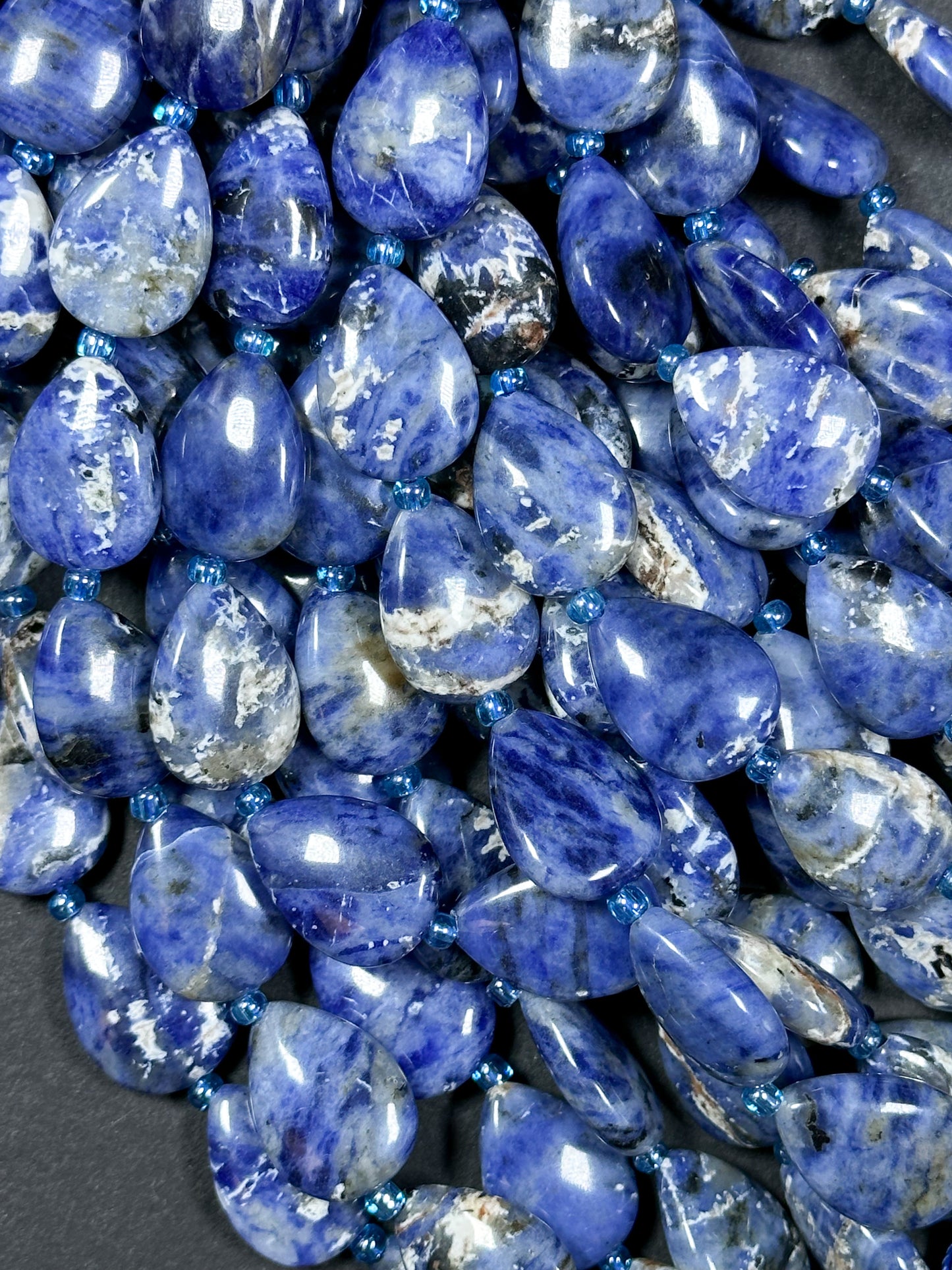 Natural Sodalite Gemstone Bead 18x13mm Teardrop Shape, Beautiful Natural Blue White Color Sodalite Beads Excellent Quality Full Strand 15.5"