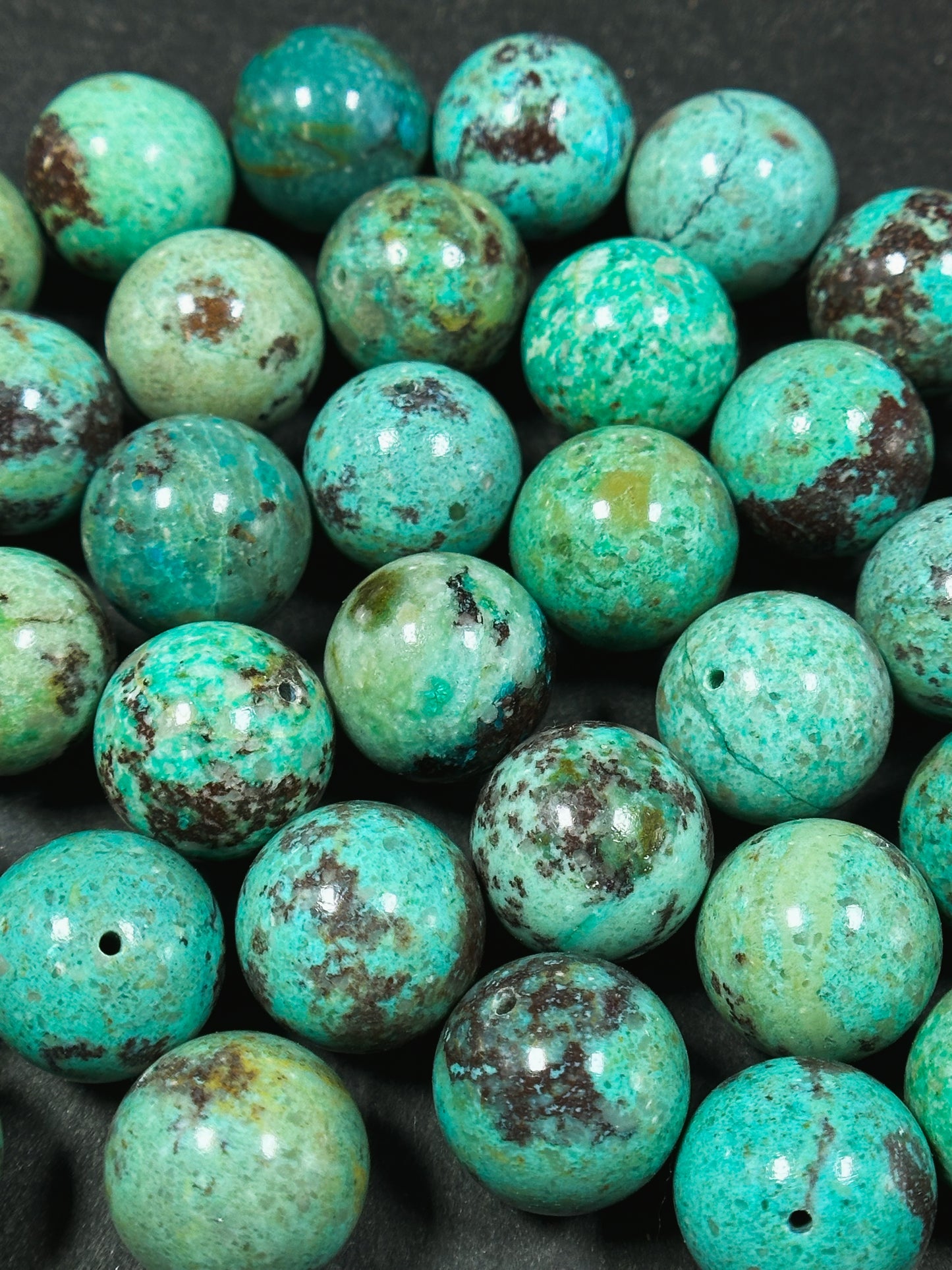 AAA Natural Turquoise Gemstone Beads 14-15mm Round Beads, Beautiful Natural Blue Green Color Turquoise Gemstone Beads, LOOSE BEADS (1pc)
