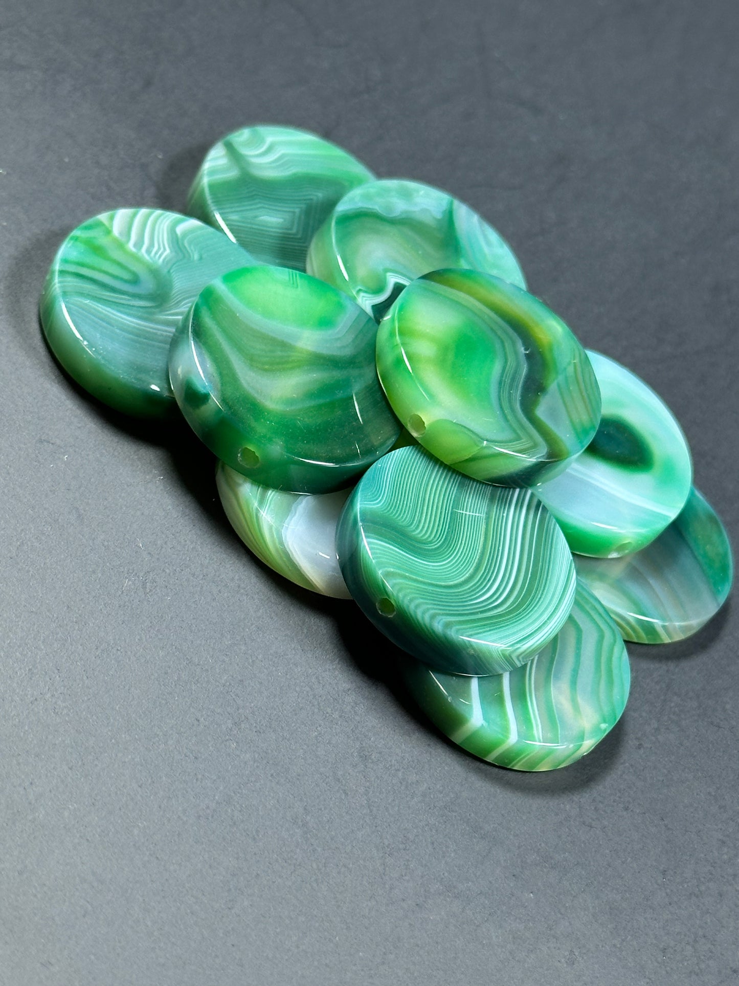 NATURAL Botswana Agate Gemstone Bead 20mm 25mm 30mm Coin Shape Beads, Gorgeous Green Color Botswana Agate Gemstone Beads LOOSE Gemstone Bead