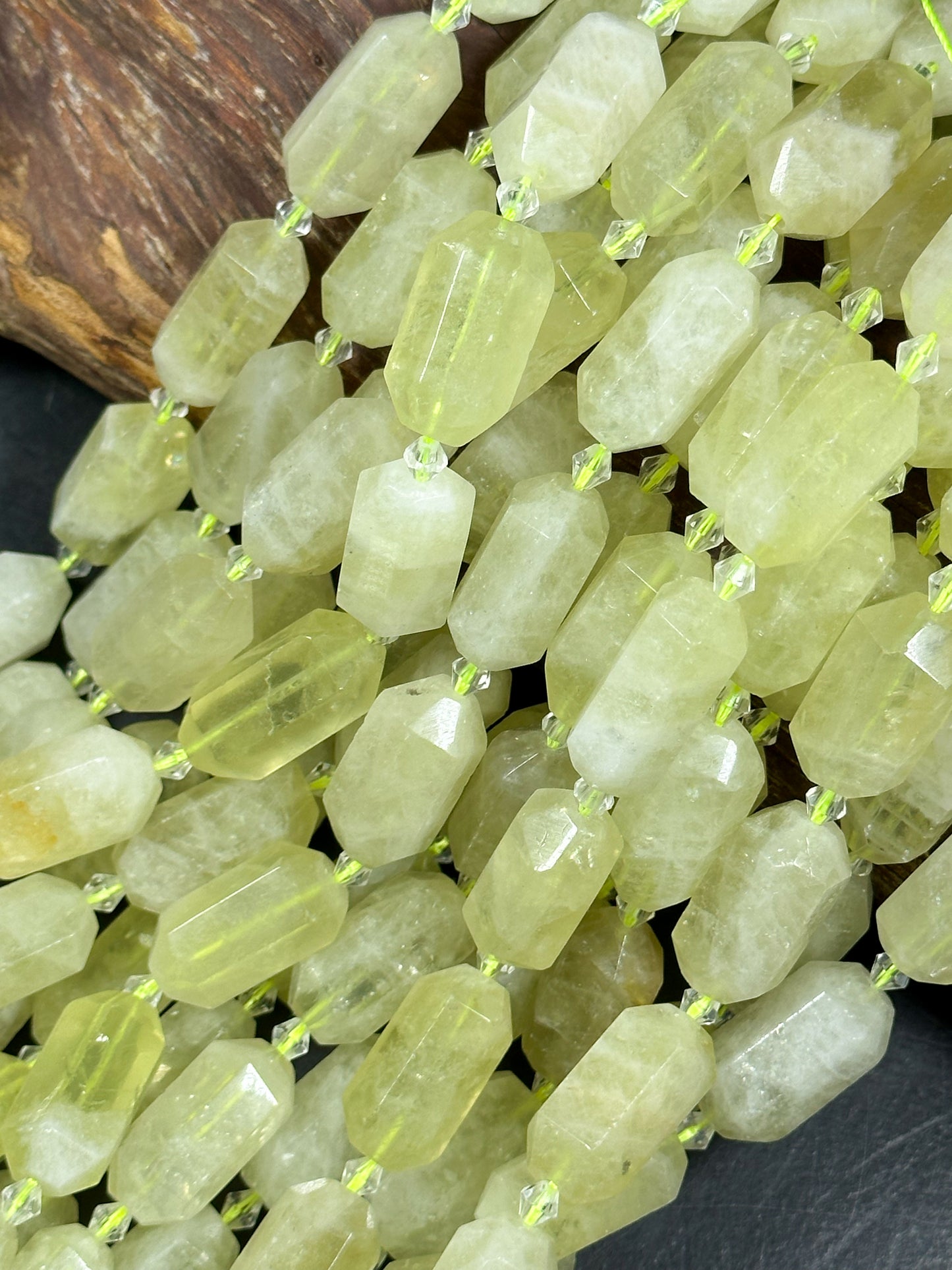 NATURAL Lemon Quartz Gemstone Bead Faceted 24x13mm Barrel Shape, Beautiful Lemon Yellow Color Quartz Gemstone Bead Great Quality 15.5"