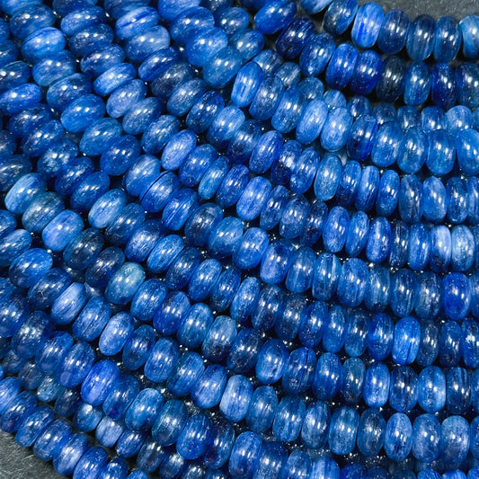 AAA Natural Kyanite Gemstone Bead 6x3mm Rondelle Shape, Beautiful Natural Blue Color Kyanite Gemstone Bead, Excellent Quality 15.5" Strand