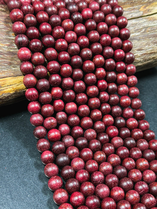 Natural Red Sandalwood Beads 6mm 8mm 10mm Round Beads, Natural Mahogany Red Aromatic Wood Meditation Prayer Mala Beads Full Strand 15.5"