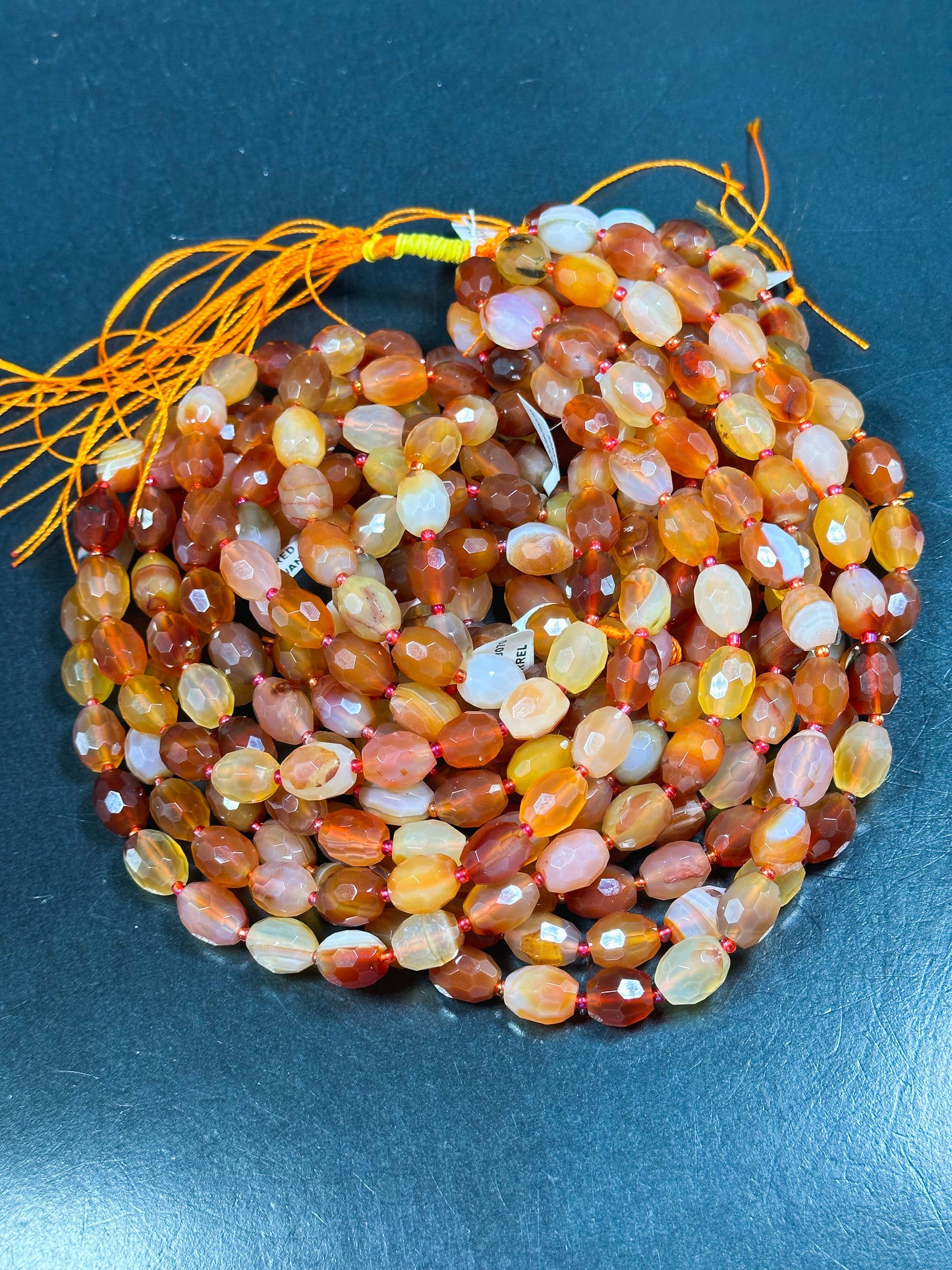 AAA NATURAL Botswana Agate Gemstone Bead Faceted 13x10 Barrel Shape, Gorgeous Red Orange Color Botswana Agate Gemstone Bead Full Strand 15.5
