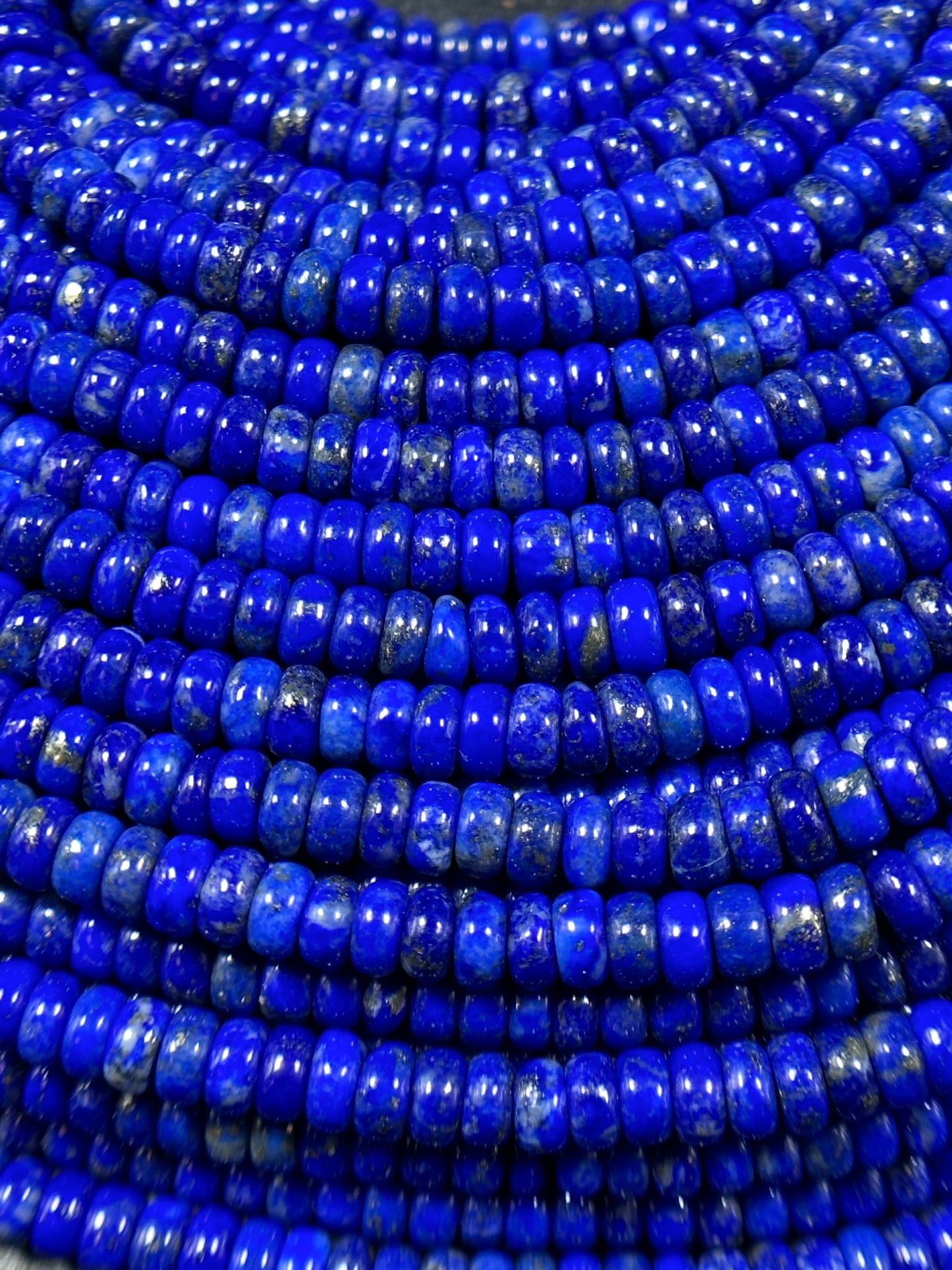 Natural Lapis Lazuli Gemstone Bead Smooth 4x2mm Rondelle Shape Beads, Gorgeous Natural Royal Blue Color Lapis Beads, Excellent Quality 15.5"