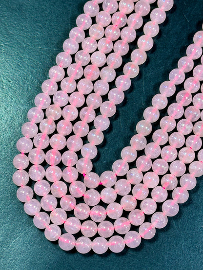 AAA Mystic Natural Rose Quartz Gemstone Bead 6mm 8mm 10mm Round Bead, Beautiful Natural Pink Color Rose Quartz Gemstone Bead 15.5" Strand