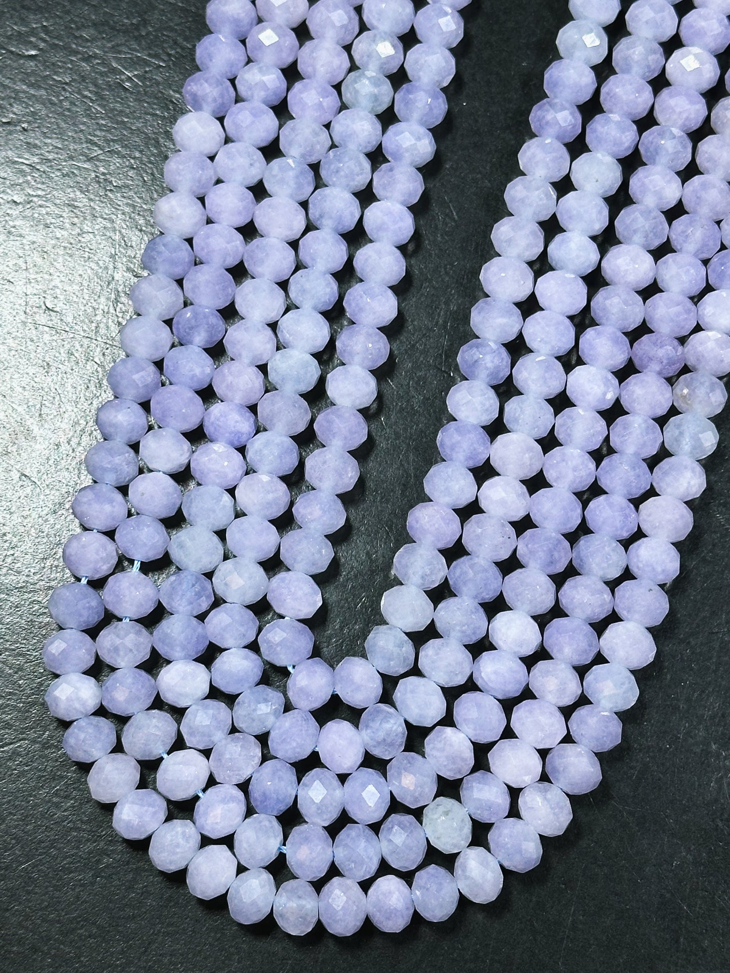 Natural Blue Lace Agate Gemstone Bead Faceted 8x6mm Rondelle Shape Bead, Beautiful Natural Blue Color Chalcedony Bead, Great Quality 15.5"