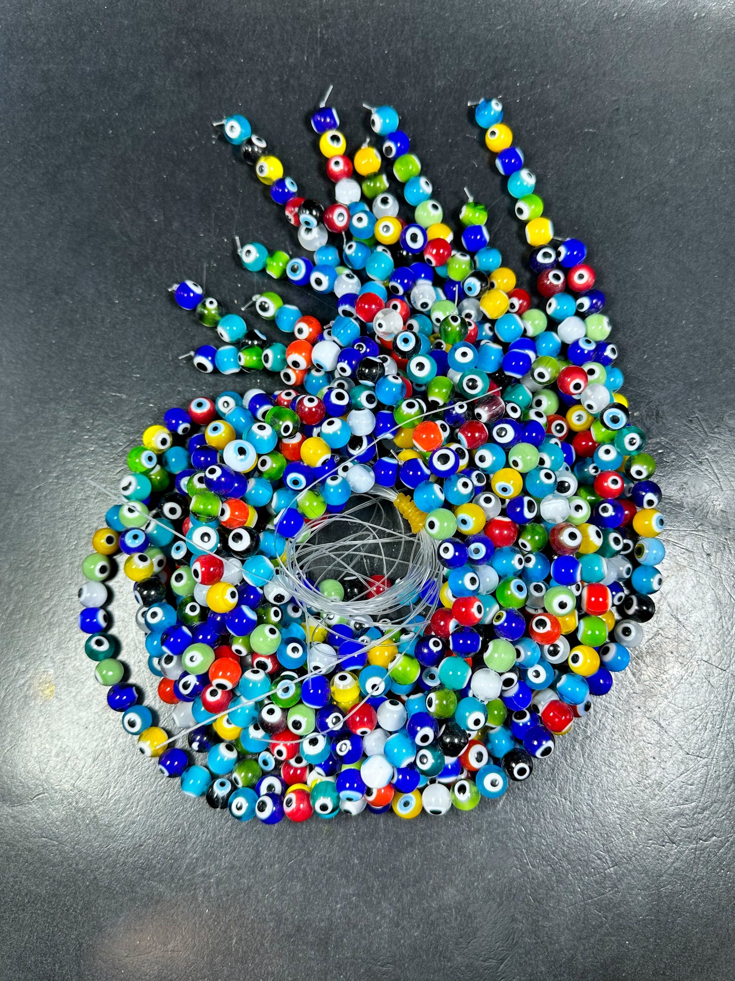 Beautiful Colorful Evil Eye Glass Beads 10mm Round Beads, Beautiful Multicolor Rainbow Evil Eye Amulet Glass Beads, Full Strand Glass Beads