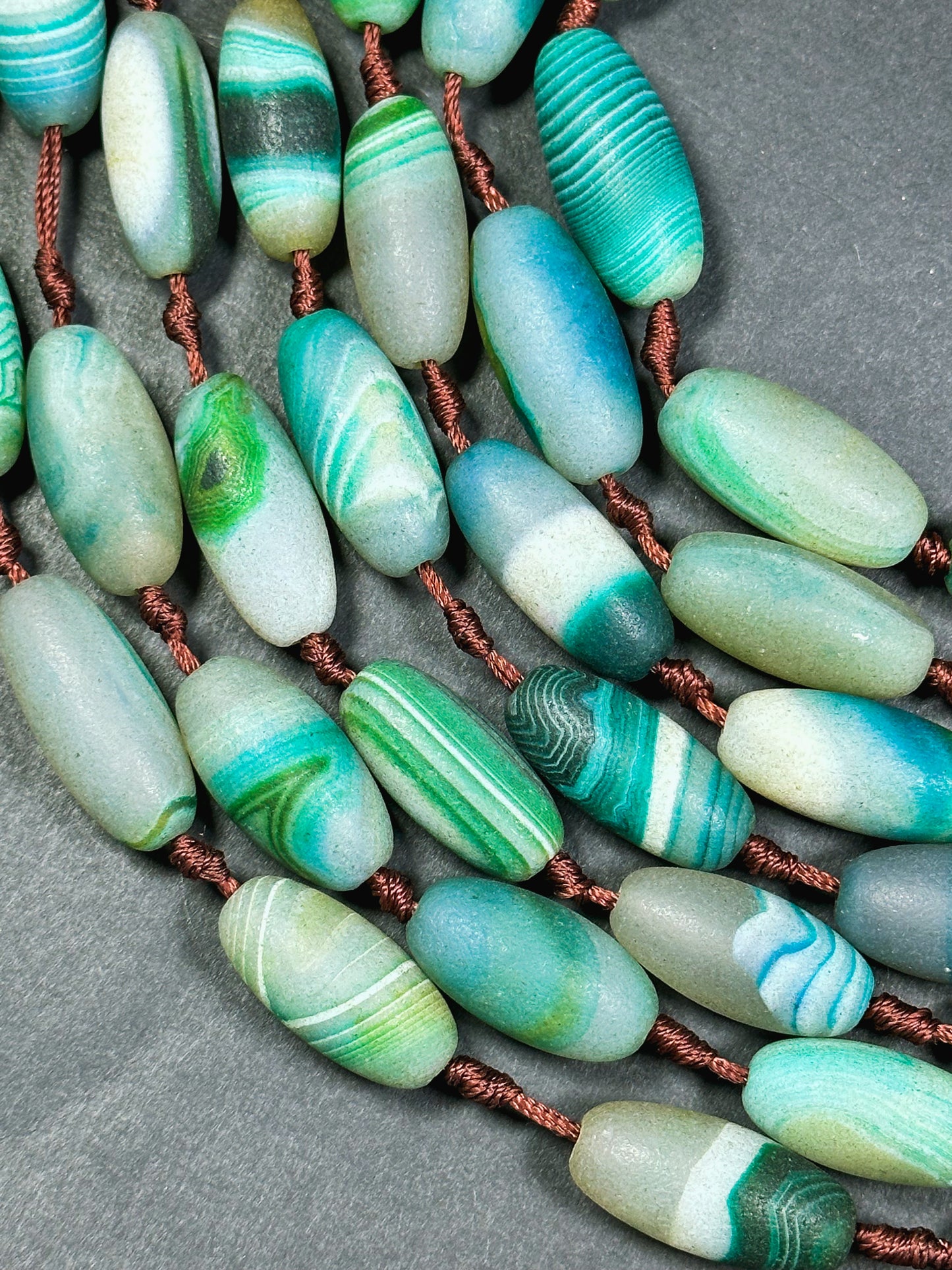 AAA Natural Matte Botswana Agate Gemstone Bead 28x13mm Barrel Shape, Gorgeous Turquoise Green Color Excellent Quality Bead Full Strand 15.5"