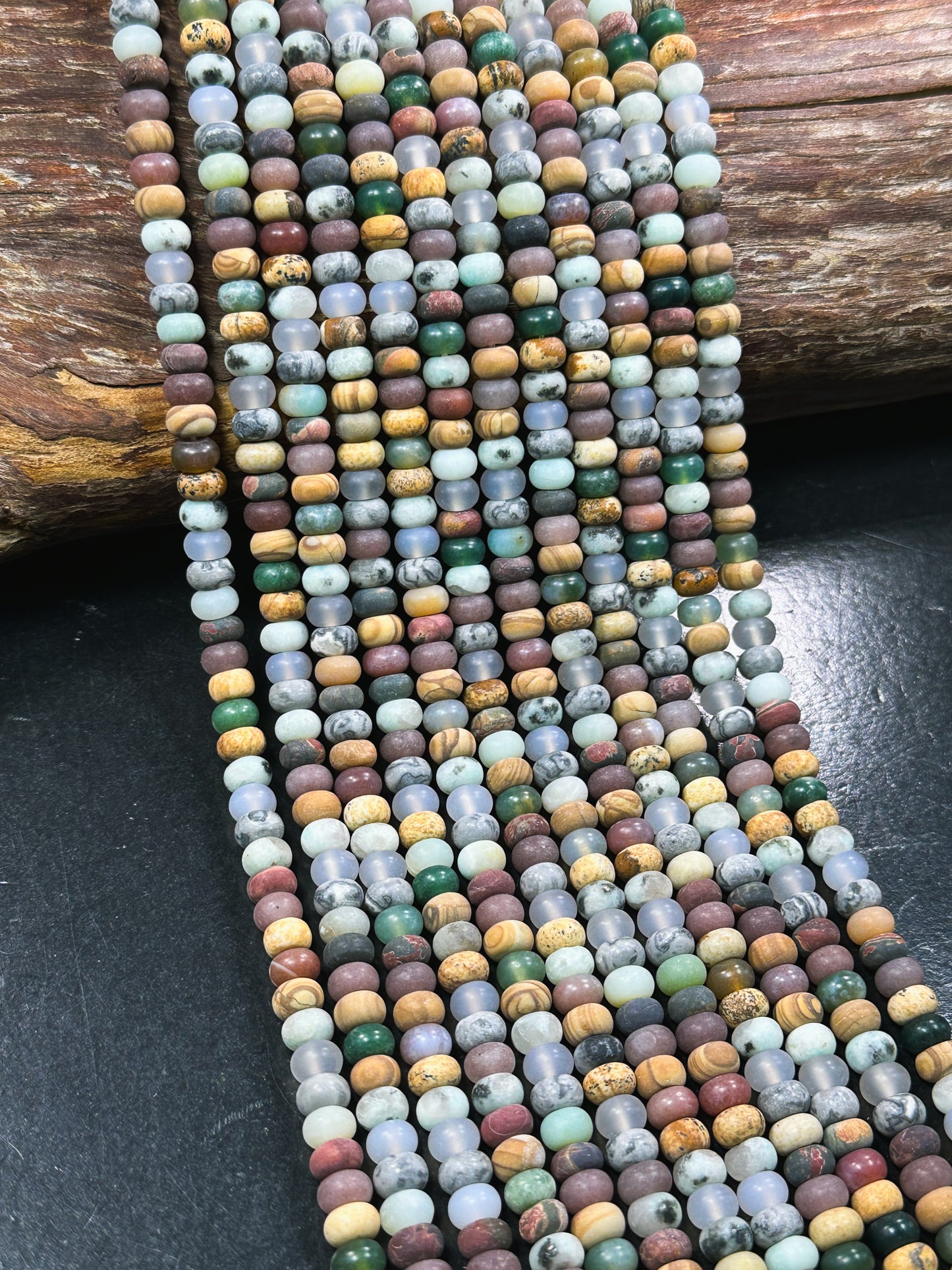 Natural Matte Multi Jasper Gemstone Bead 6x4mm Rondelle Shape Beads, Beautiful Multicolor Matte Multi Jasper Stone Beads, Full Strand 15.5"