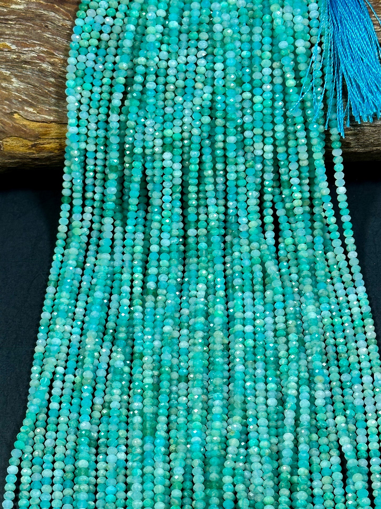 NATURAL Amazonite Gemstone Bead Faceted 3mm Rondelle Shape Bead, Beautiful Natural Green Blue Color Amazonite Loose Beads Full Strand 15.5"