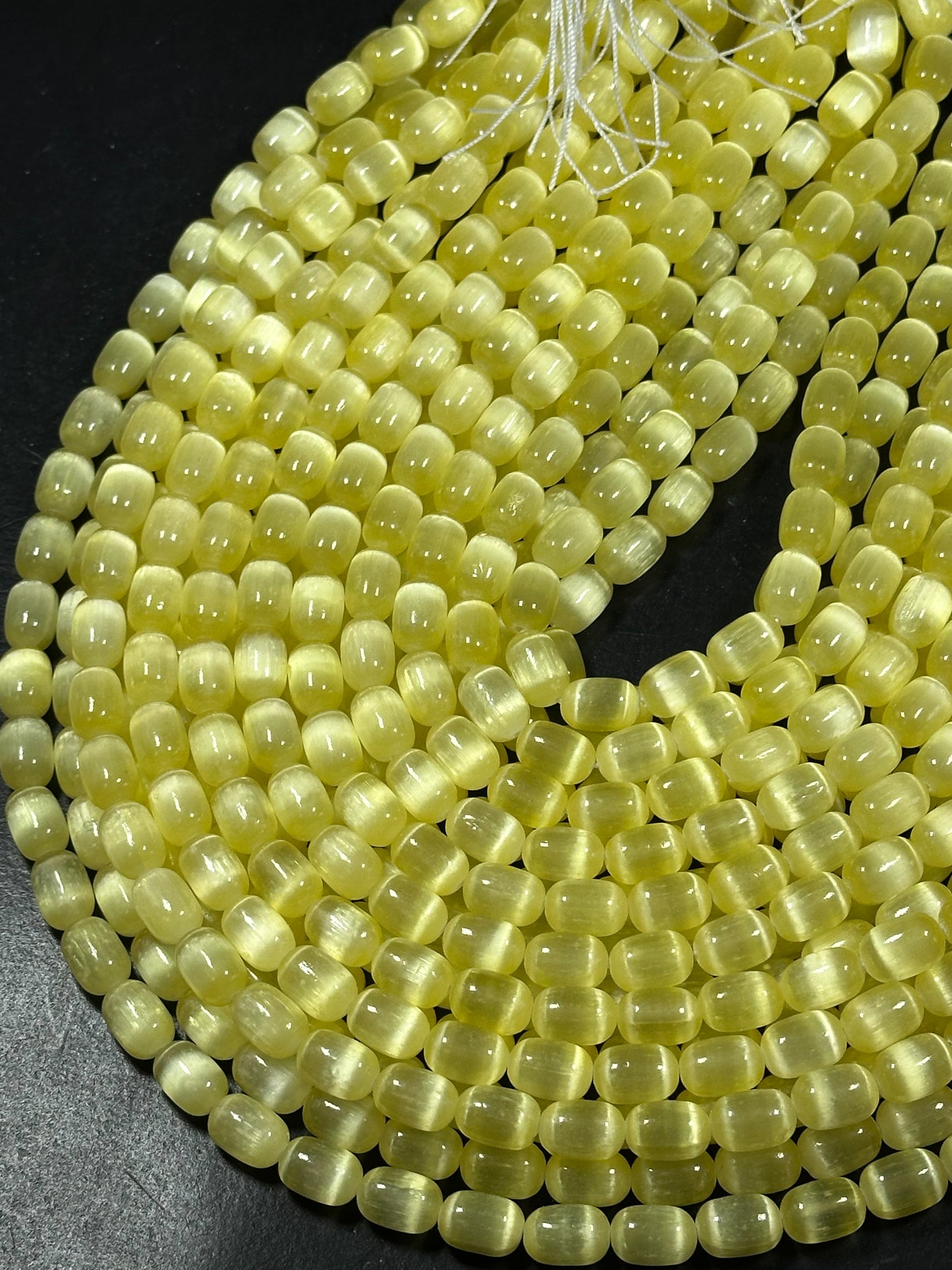 Natural Yellow Selenite Gemstone Bead 12x8mm Tube Shape Bead, Beautiful Yellow Color Selenite Gemstone Bead, Great Quality Full Strand 15.5"