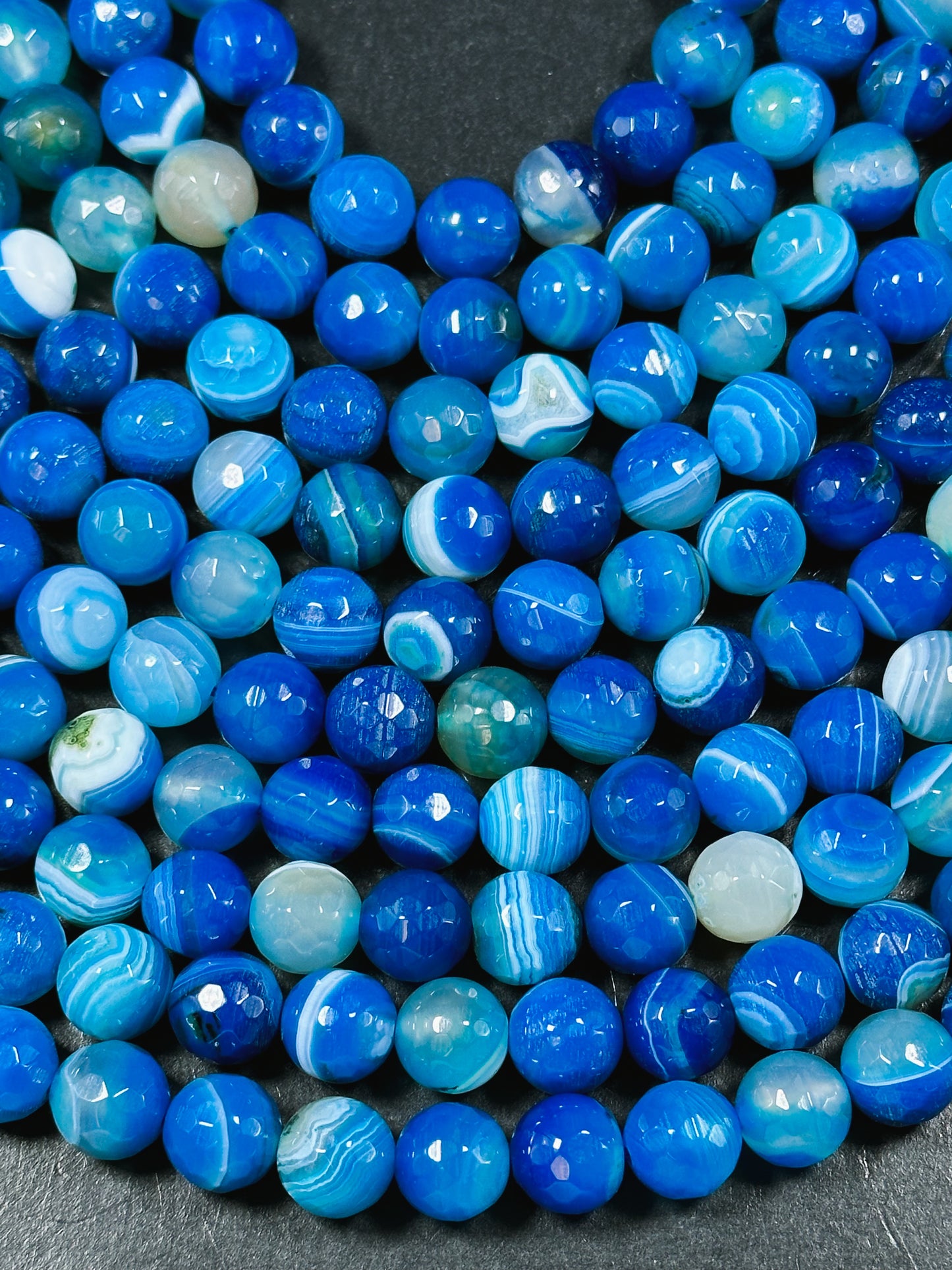 NATURAL Botswana Agate Gemstone Bead Faceted 6mm 8mm 10mm 12mm Round Beads, Beautiful Blue Color Gemstone Bead Full Strand 15.5"