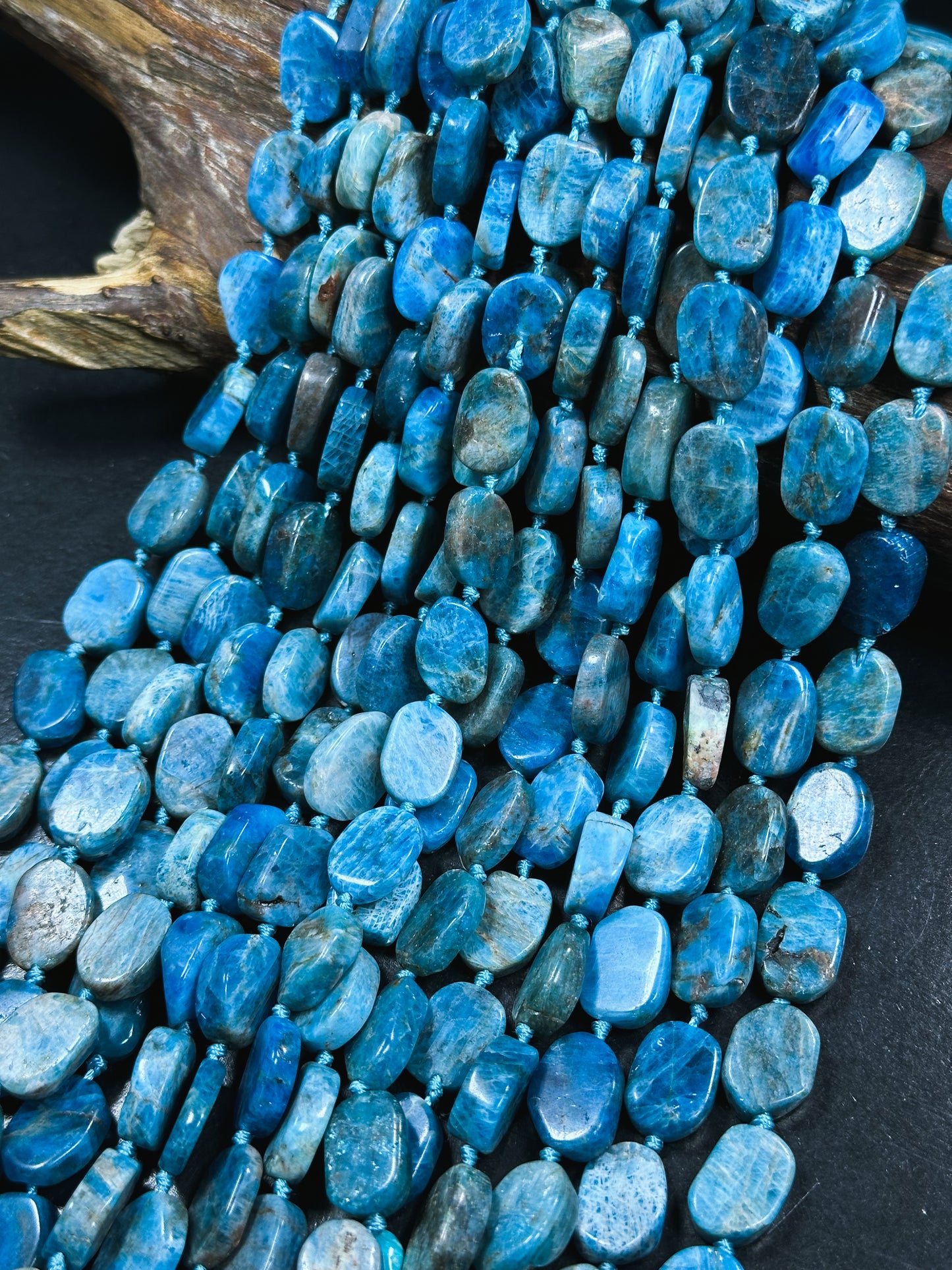 AAA Natural Apatite Gemstone Bead 16x11mm Oval Tablet Shape Bead, Beautiful Natural Blue Color Apatite Beads Excellent Quality 15.5" Strand