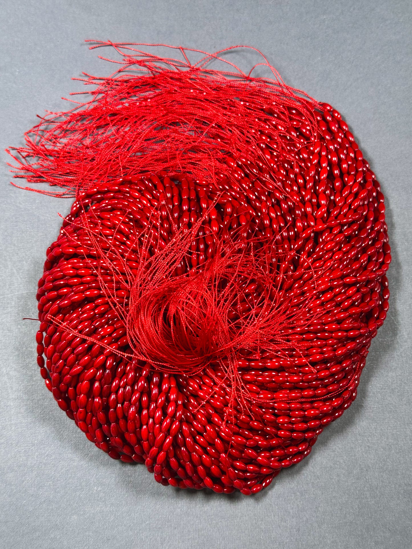 Natural Bamboo Coral Gemstone Bead 6x3mm Rice Shape Bead, Beautiful Natural Red Color Bamboo Coral Beads, Great Quality Full Strand 15.5"