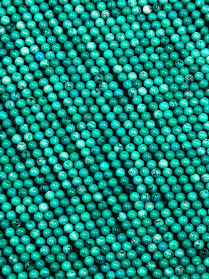 AAA Natural Turquoise Gemstone Bead 3mm Round Beads, Beautiful Green Blue Color Turquoise Gemstone Beads Excellent Quality Full Strand 15.5"
