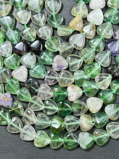Natural Fluorite Gemstone Bead 10mm Heart Shape Bead, Beautiful Natural Green Purple Color Fluorite Bead Excellent Quality Full Strand 15.5"
