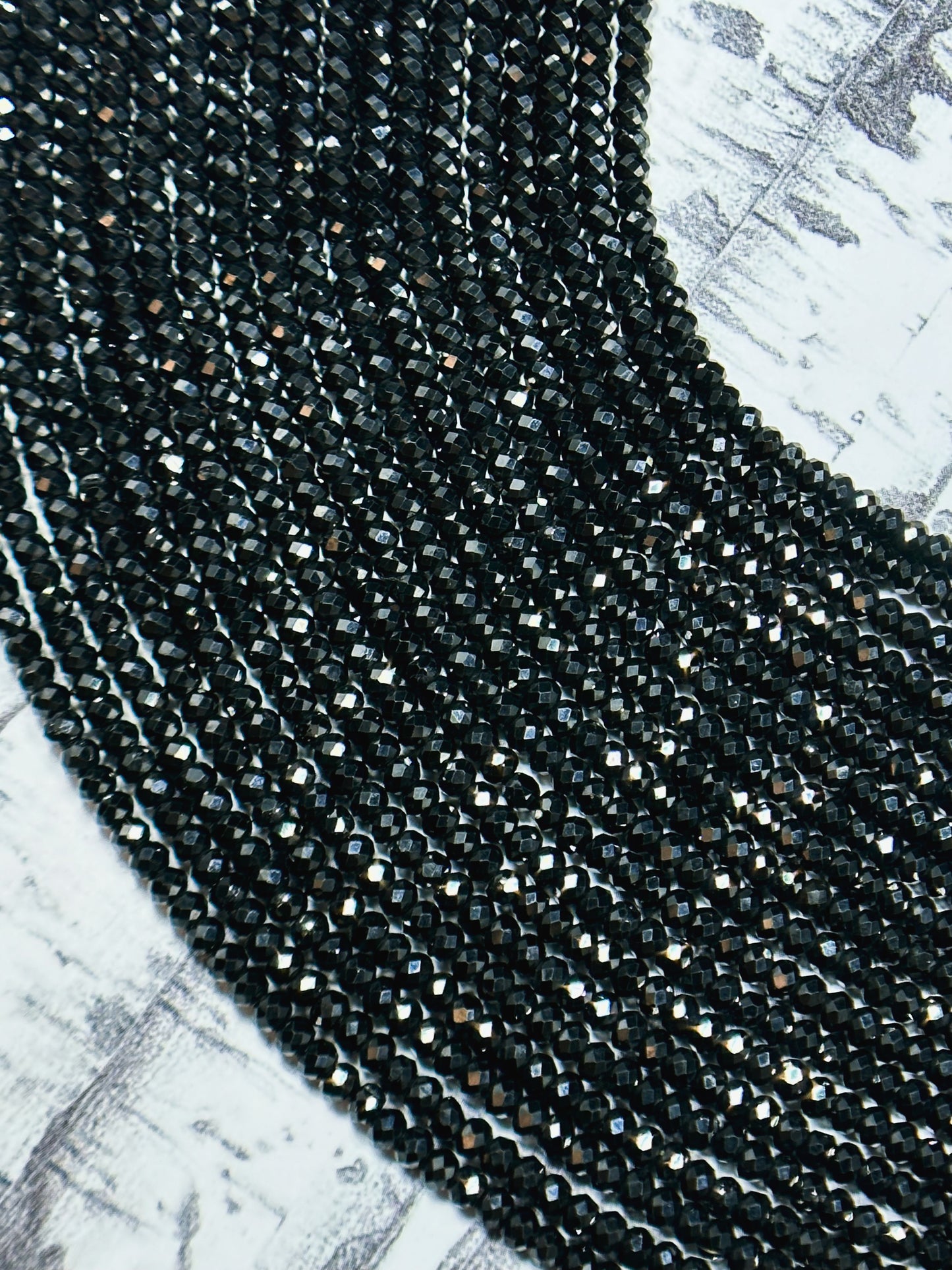 Natural Black Spinel Gemstone Bead Faceted 2x3mm Rondelle Shape Bead, Beautiful Natural Black Color Spinel Beads, Great Quality 15.5" Strand