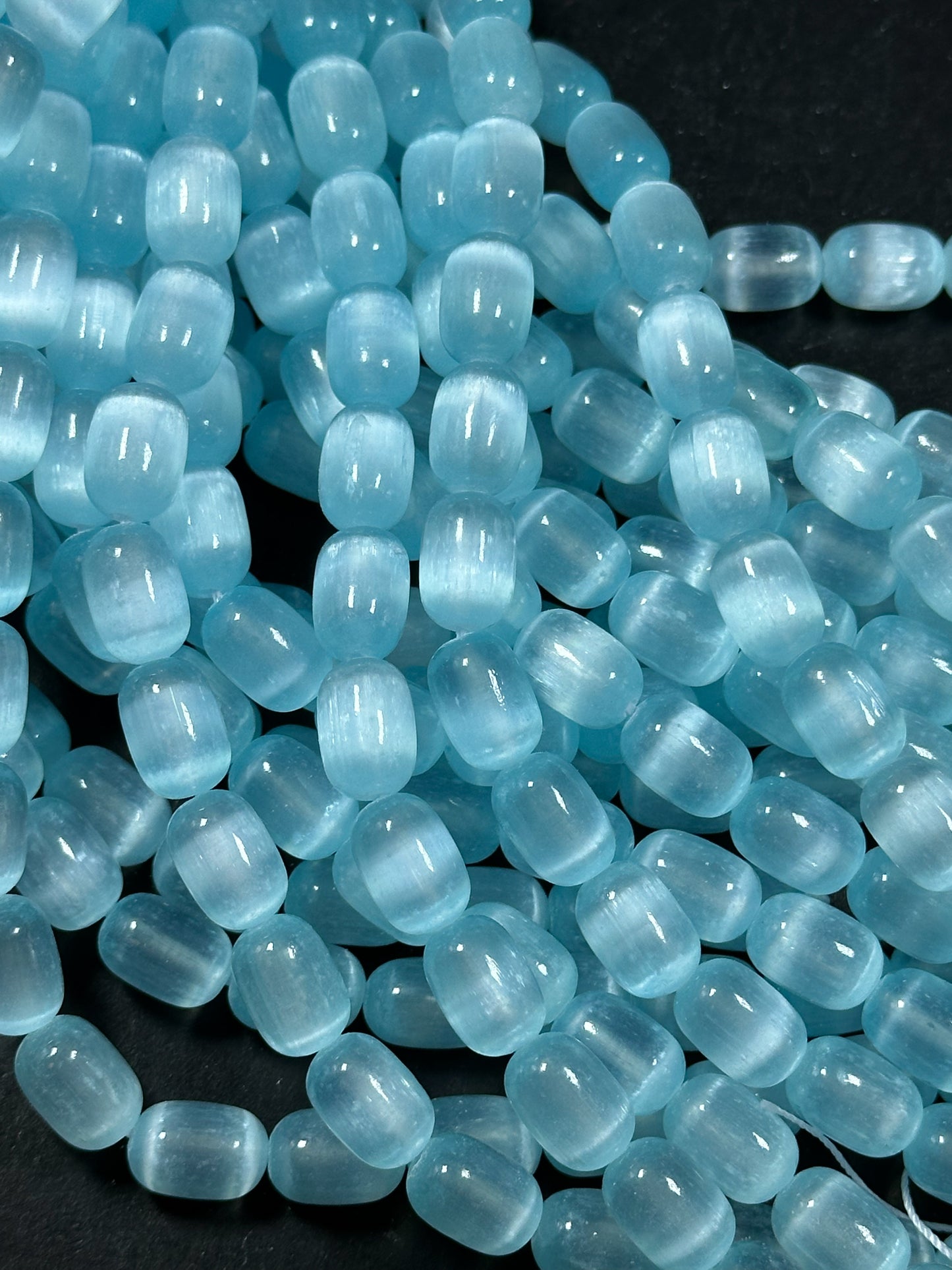 Natural Blue Selenite Gemstone Bead 12x8mm Tube Shape Bead, Beautiful Turquoise Blue Color Selenite Beads, Great Quality Full Strand 15.5"