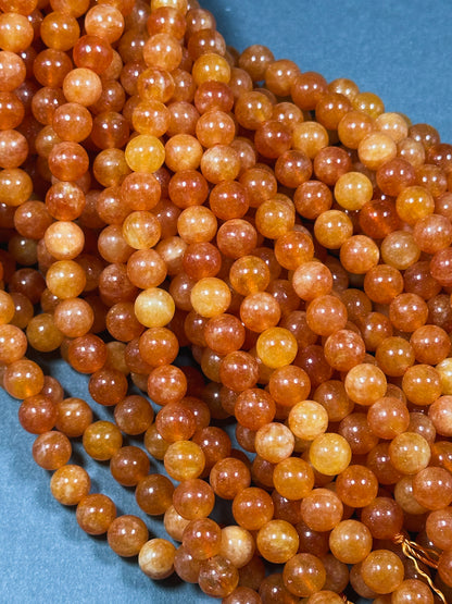 Natural Orange Jade Gemstone Bead 6mm 8mm Round Beads, Beautiful Orange Color Jade Gemstone Beads, Great Quality Jade Bead Full Strand 15.5"