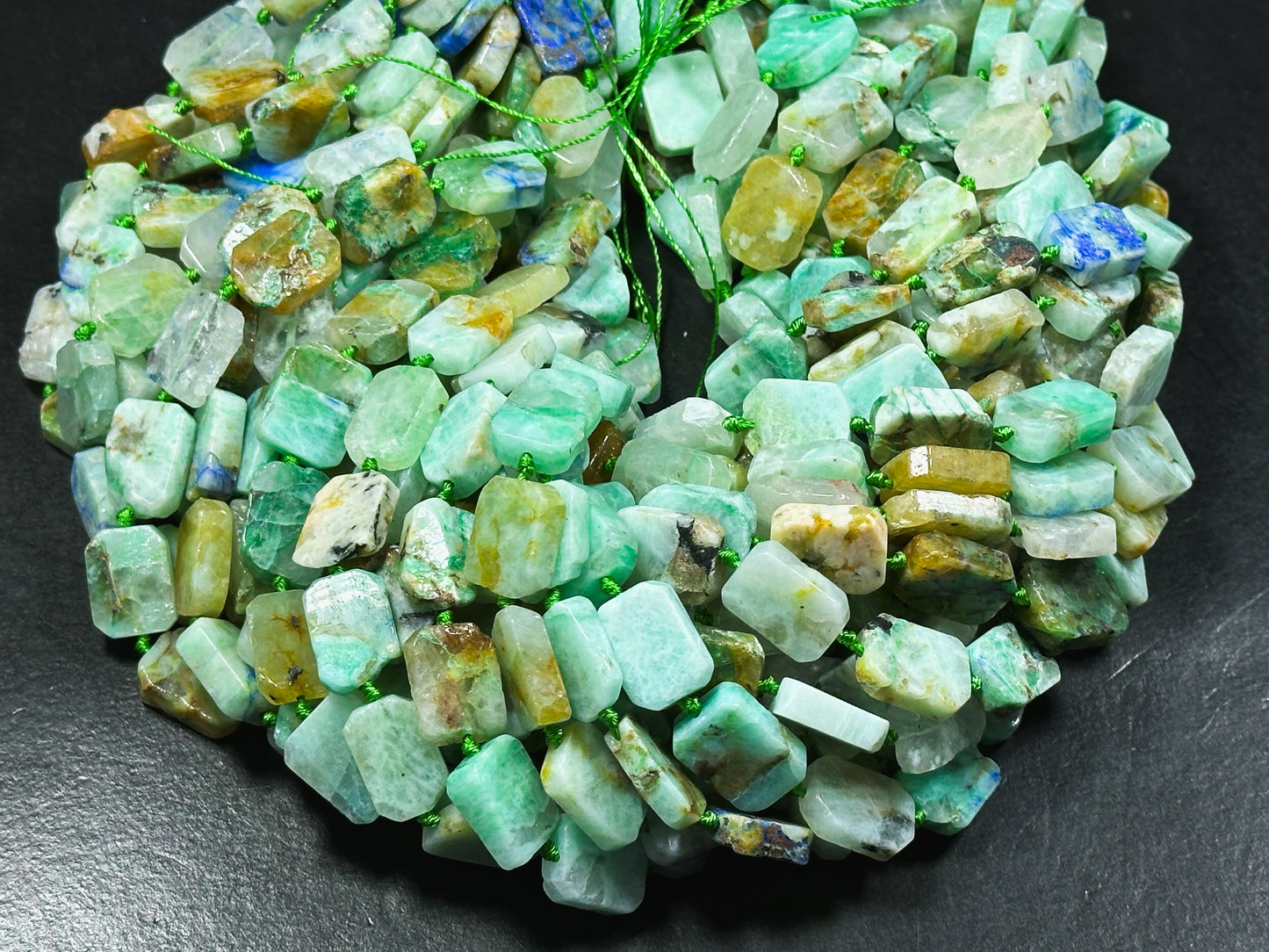 Natural Chrysocolla Gemstone Bead 15x10mm Tablet Shape, Gorgeous Natural Green Blue Color Chrysocolla Bead, Great Quality Full Strand 15.5"