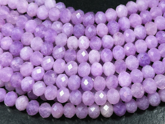 Natural Lavender Jade Gemstone Bead Faceted 8x6mm Rondelle Shape, Beautiful Natural Lavender Purple Color Jade Bead, Great Quality 15.5"