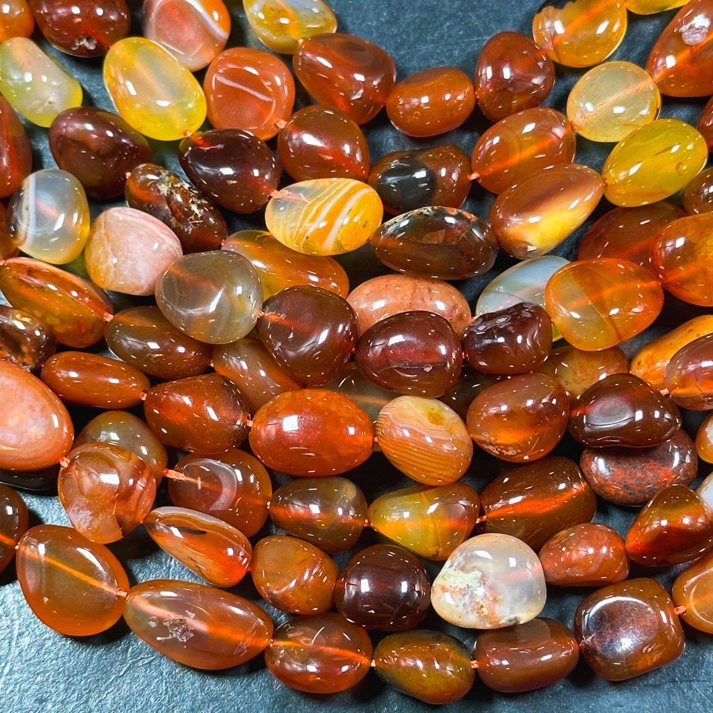 Natural Carnelian Gemstone Bead Freeform Pebble Shape Bead, Beautiful Natural Red Orange Color Carnelian Bead, Great Quality 15.5" Strand