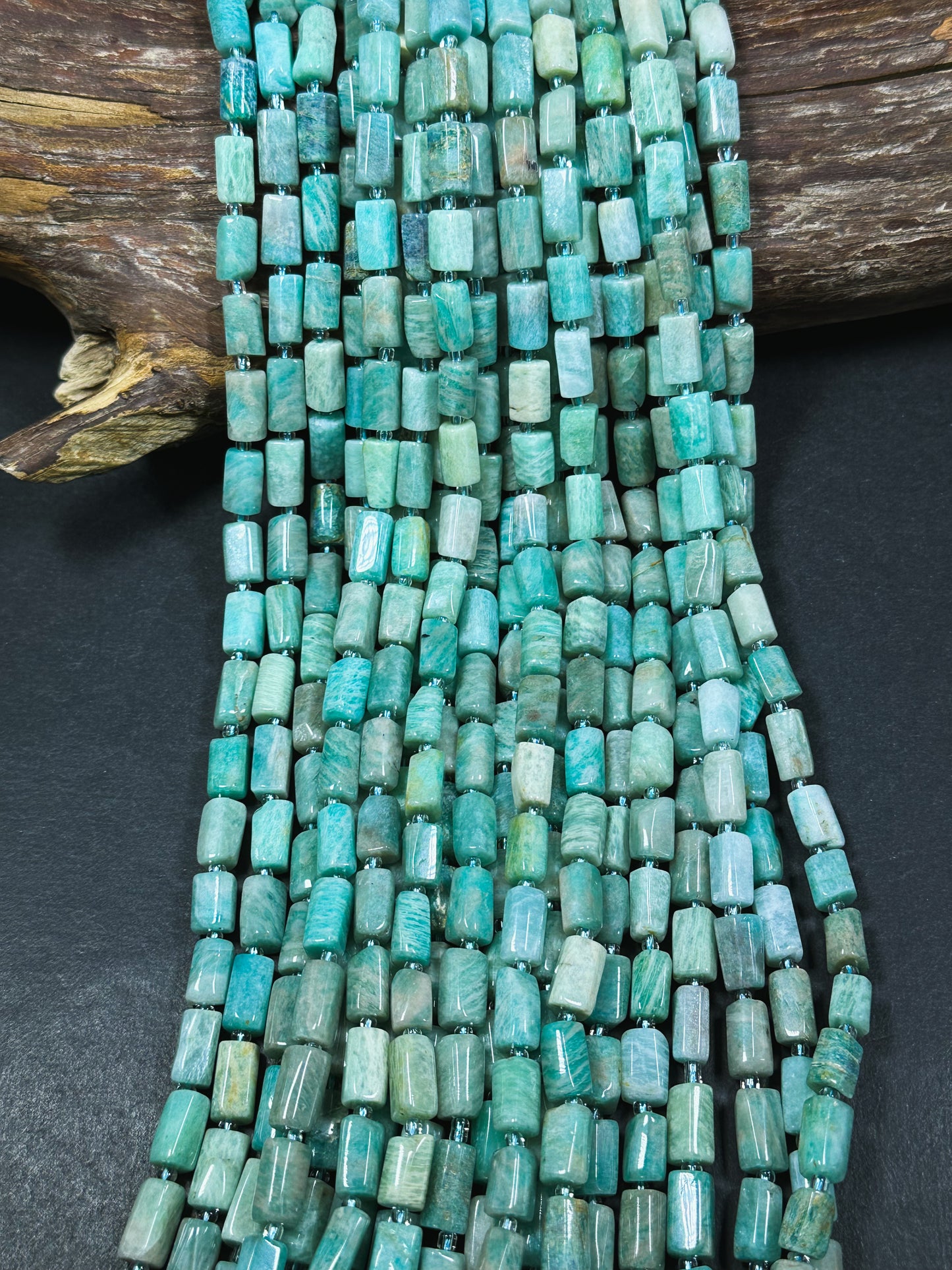 Natural Amazonite Gemstone Bead Faceted 12x8mm Tube Shape Bead, Beautiful Natural Green Blue Color Amazonite Stone Beads, Full Strand 15.5"