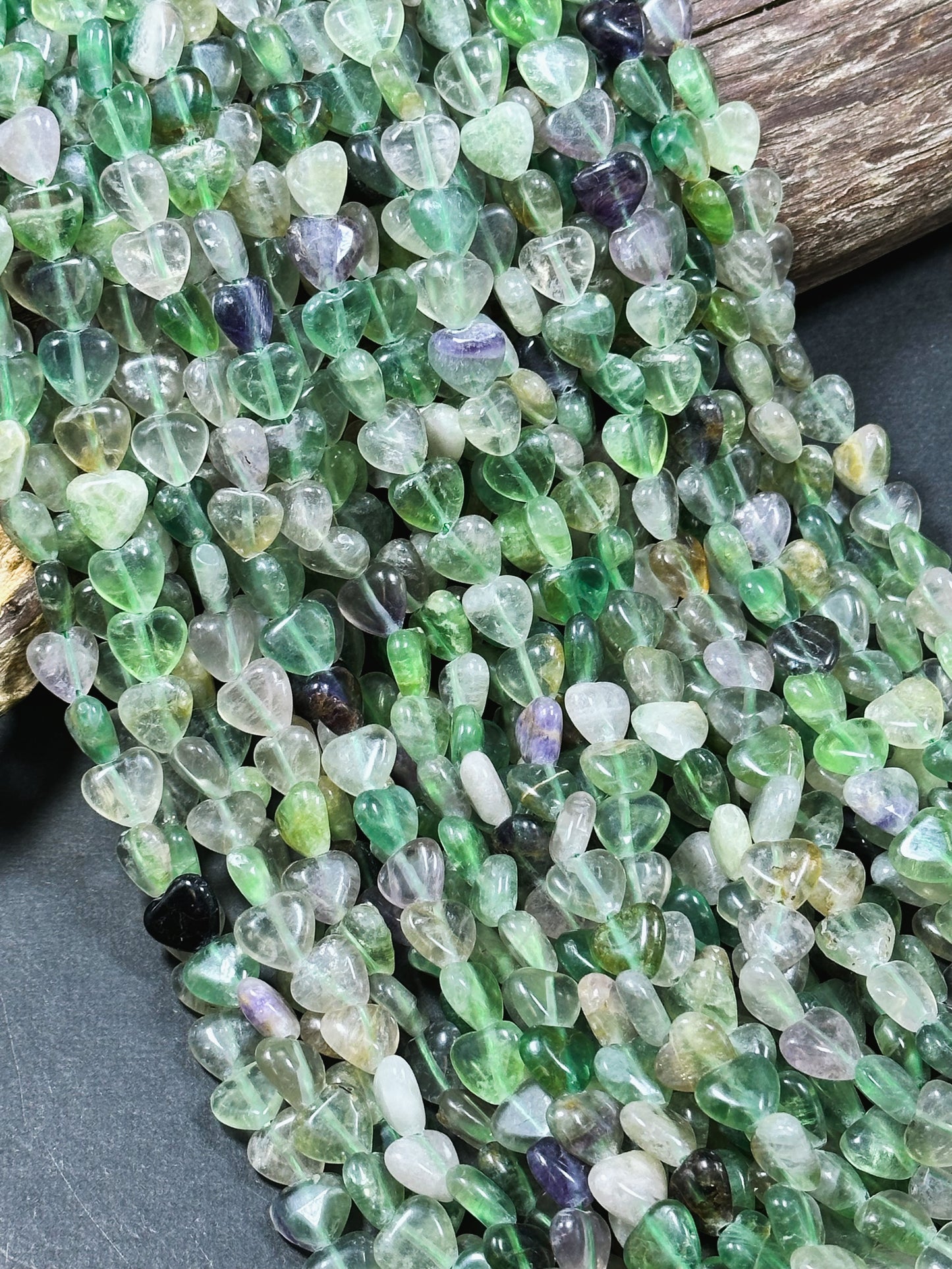 Natural Fluorite Gemstone Bead 10mm Heart Shape Bead, Beautiful Natural Green Purple Color Fluorite Bead Excellent Quality Full Strand 15.5"