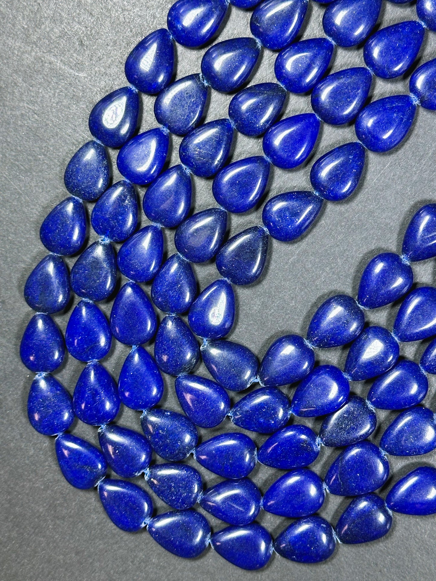 Natural Royal Blue Jade Gemstone Bead 18x13mm Teardrop Shape, Beautiful Royal Blue Color Jade Beads, Excellent Quality Full Strand 15.5"