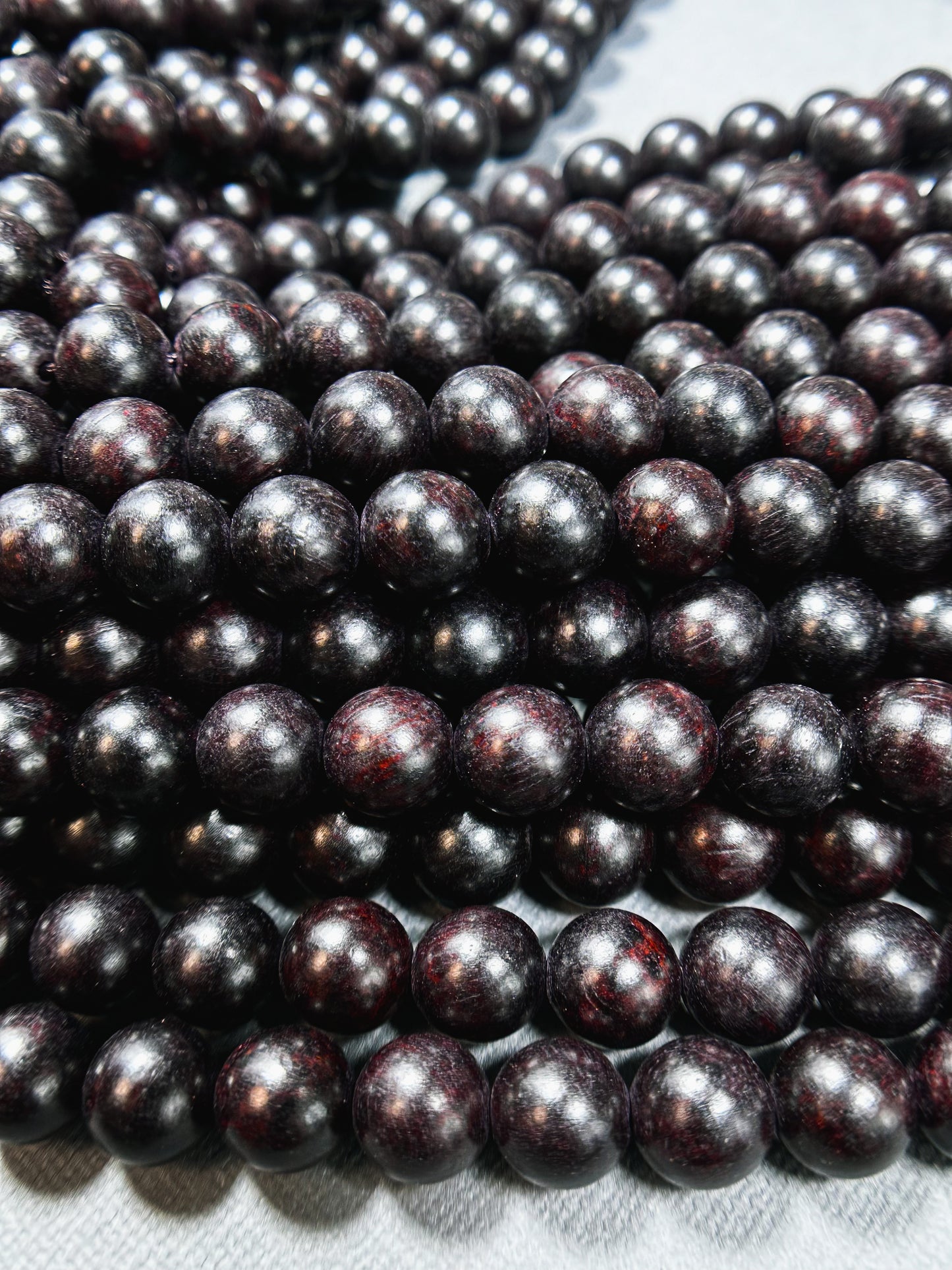 Natural Ebony Blackwood Beads 6mm 8mm 10mm Round Beads, Natural Black Aromatic Wood Meditation Prayer Mala Beads Full Strand 15.5"
