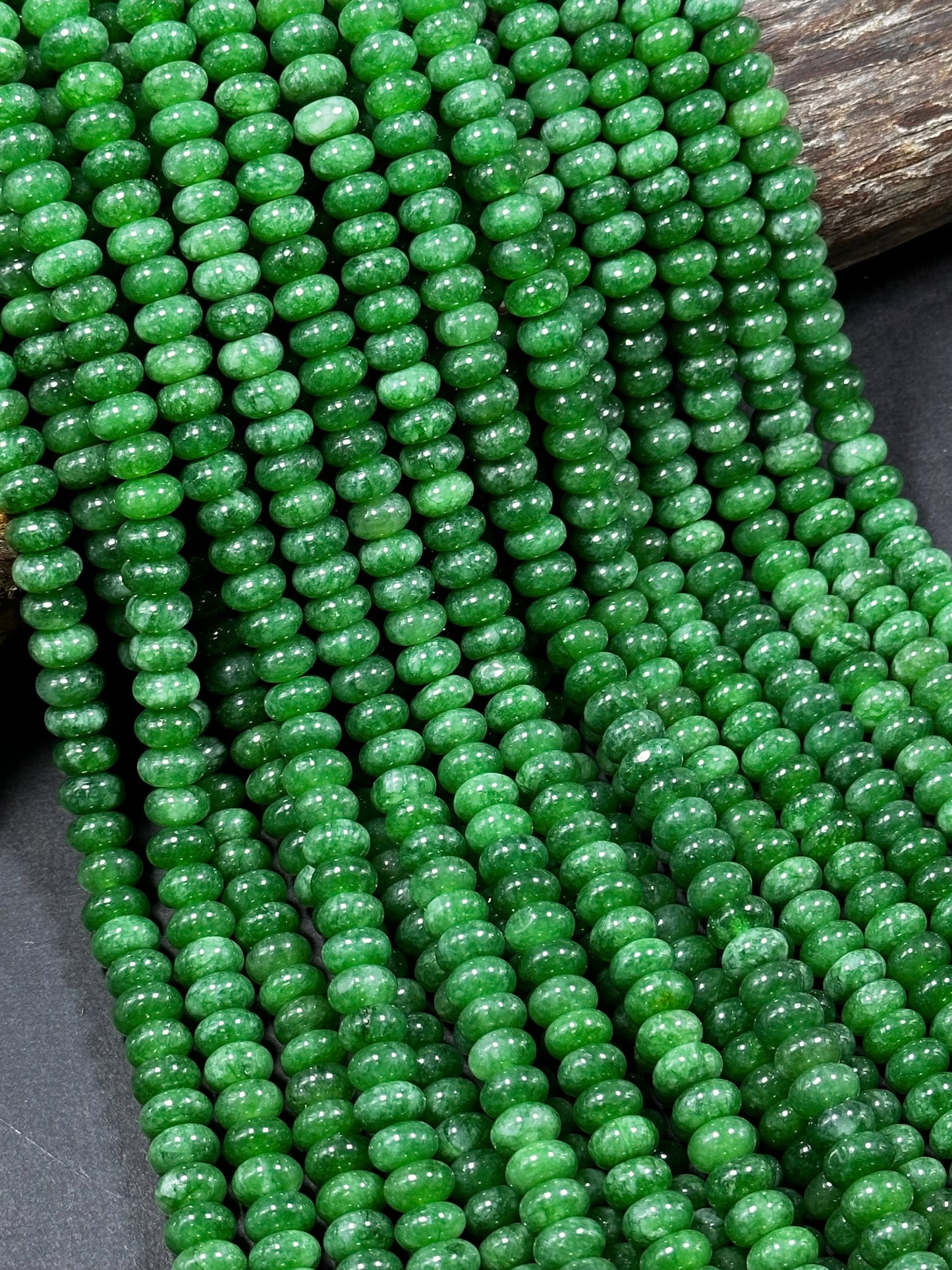 NATURAL Green Jade Gemstone Bead 8x5mm Rondelle Shape Bead, Beautiful Green Color Jade Gemstone Beads, Great Quality Bead Full Strand 15.5"