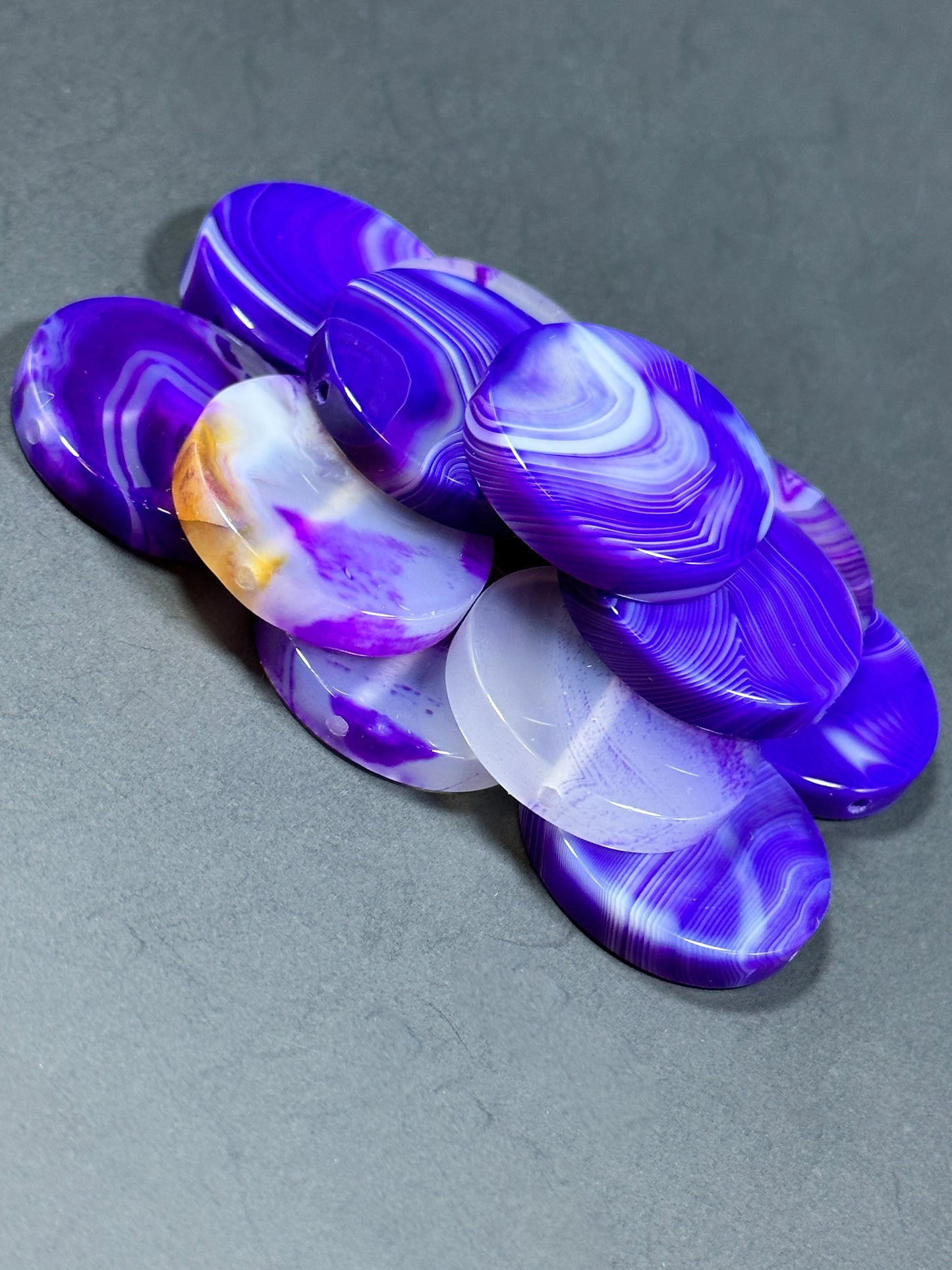 NATURAL Botswana Agate Gemstone Bead 25mm 30mm Coin Shape Beads, Gorgeous Purple Color Botswana Agate Gemstone Beads, LOOSE Gemstone Beads
