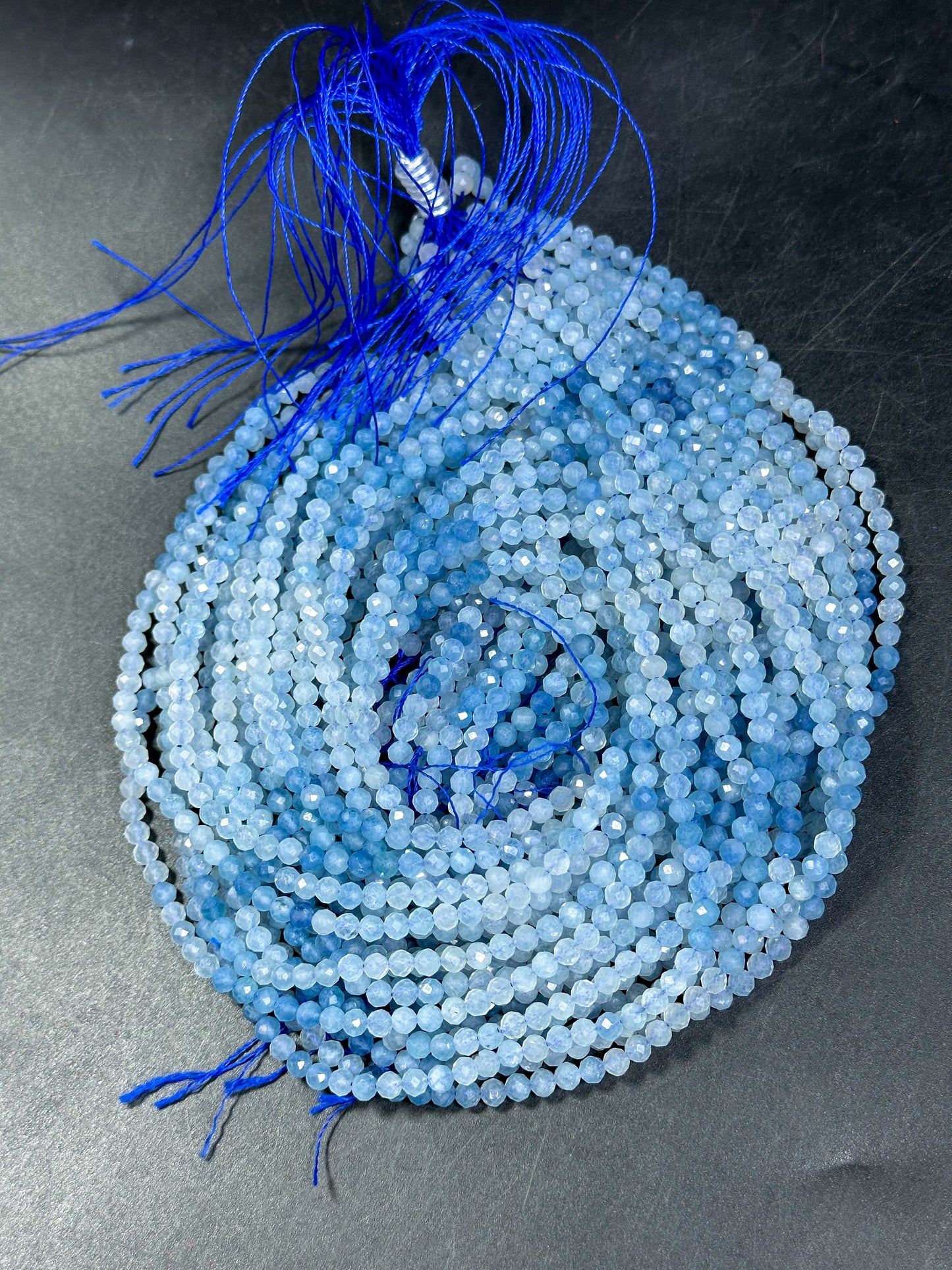 AAA NATURAL Aquamarine Gemstone Bead Faceted 4mm Round Bead, Beautiful Natural Blue Color Aquamarine Gemstone Bead Excellent Quality Beads