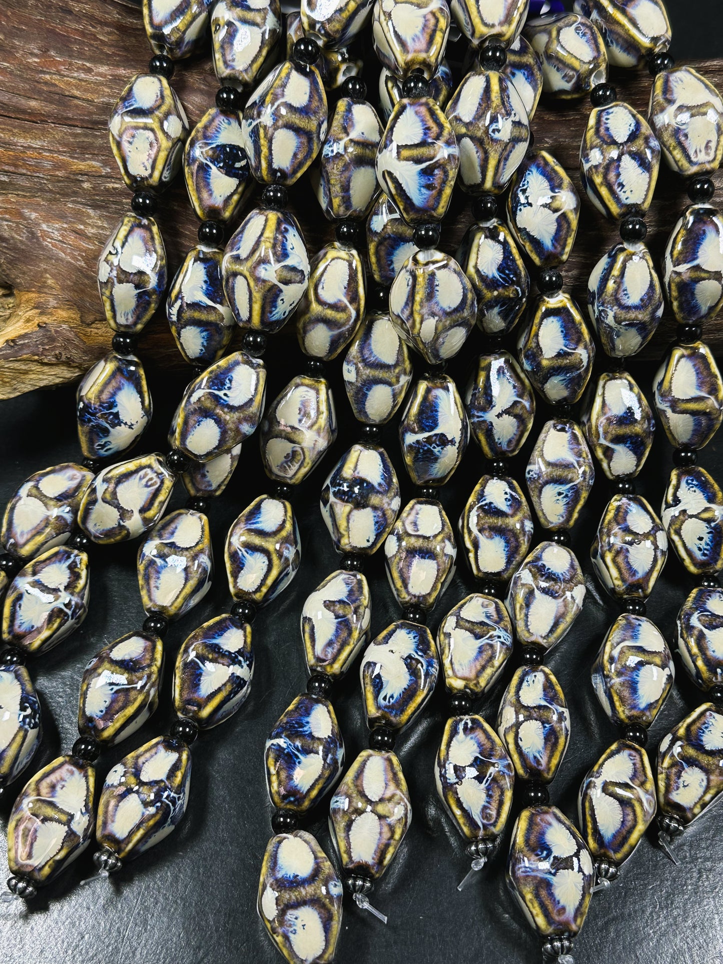 Beautiful Hand Painted Porcelain Bead, 27x16mm Unique Hand Painted Porcelain Barrel Shape Bead, Gorgeous Beige Brown Color Porcelain Bead 8"