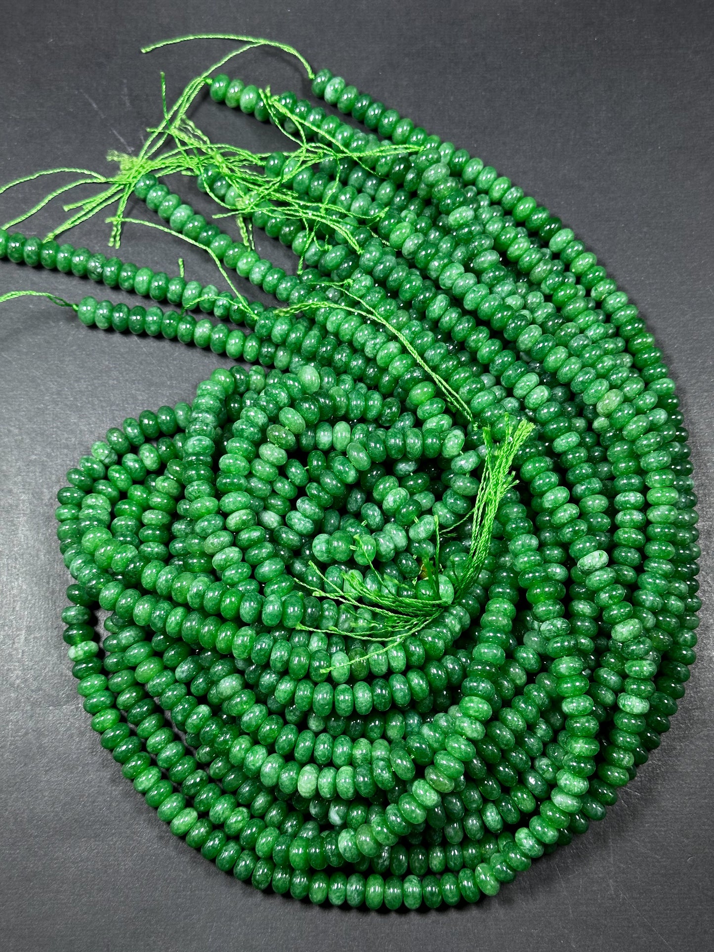 NATURAL Green Jade Gemstone Bead 8x5mm Rondelle Shape Bead, Beautiful Green Color Jade Gemstone Beads, Great Quality Bead Full Strand 15.5"