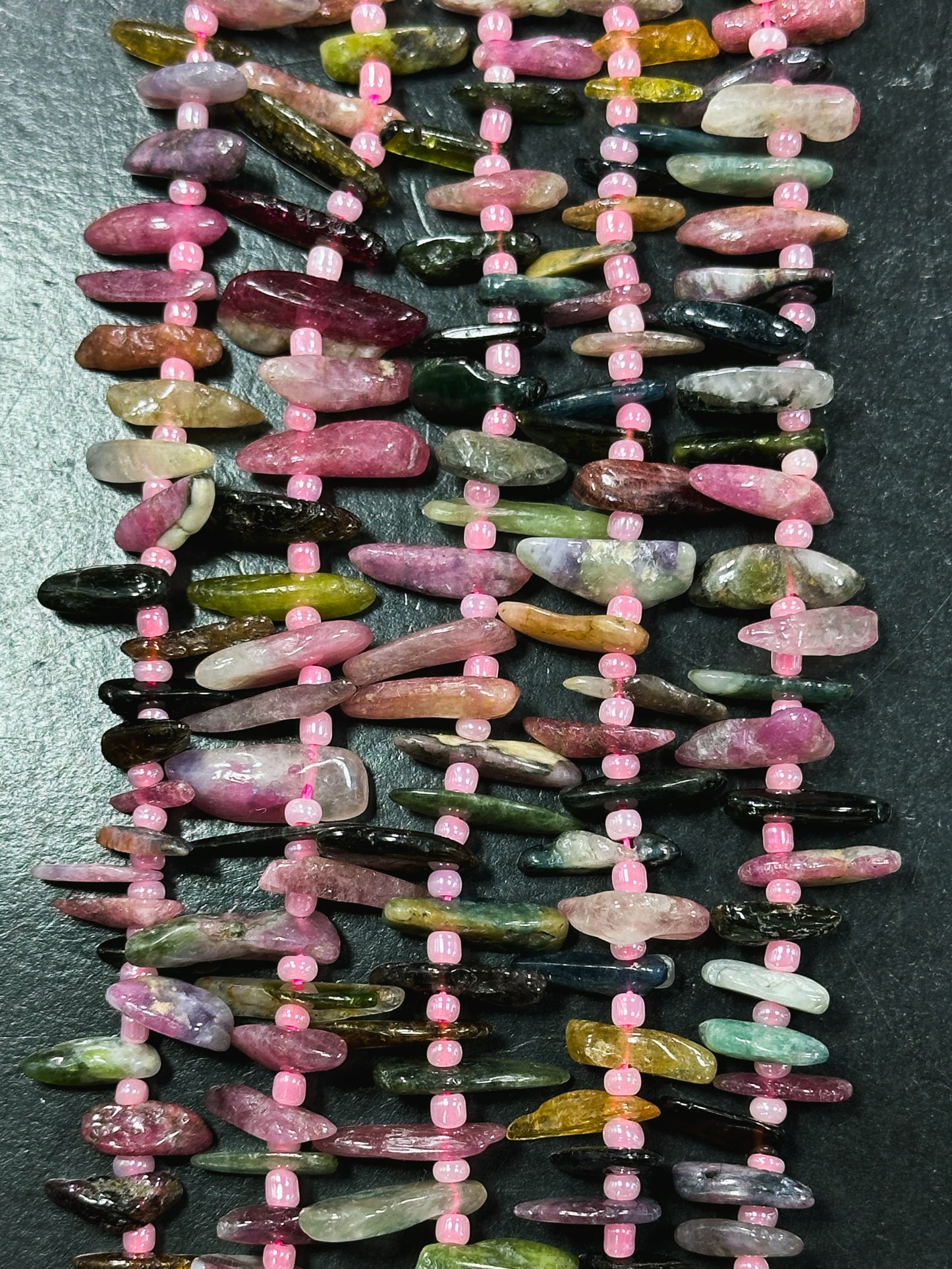 Natural Tourmaline Gemstone Bead Stick Shape Beads, Beautiful Multicolor Pink Green Orange Tourmaline Gemstone Beads, Full Strand 15.5"