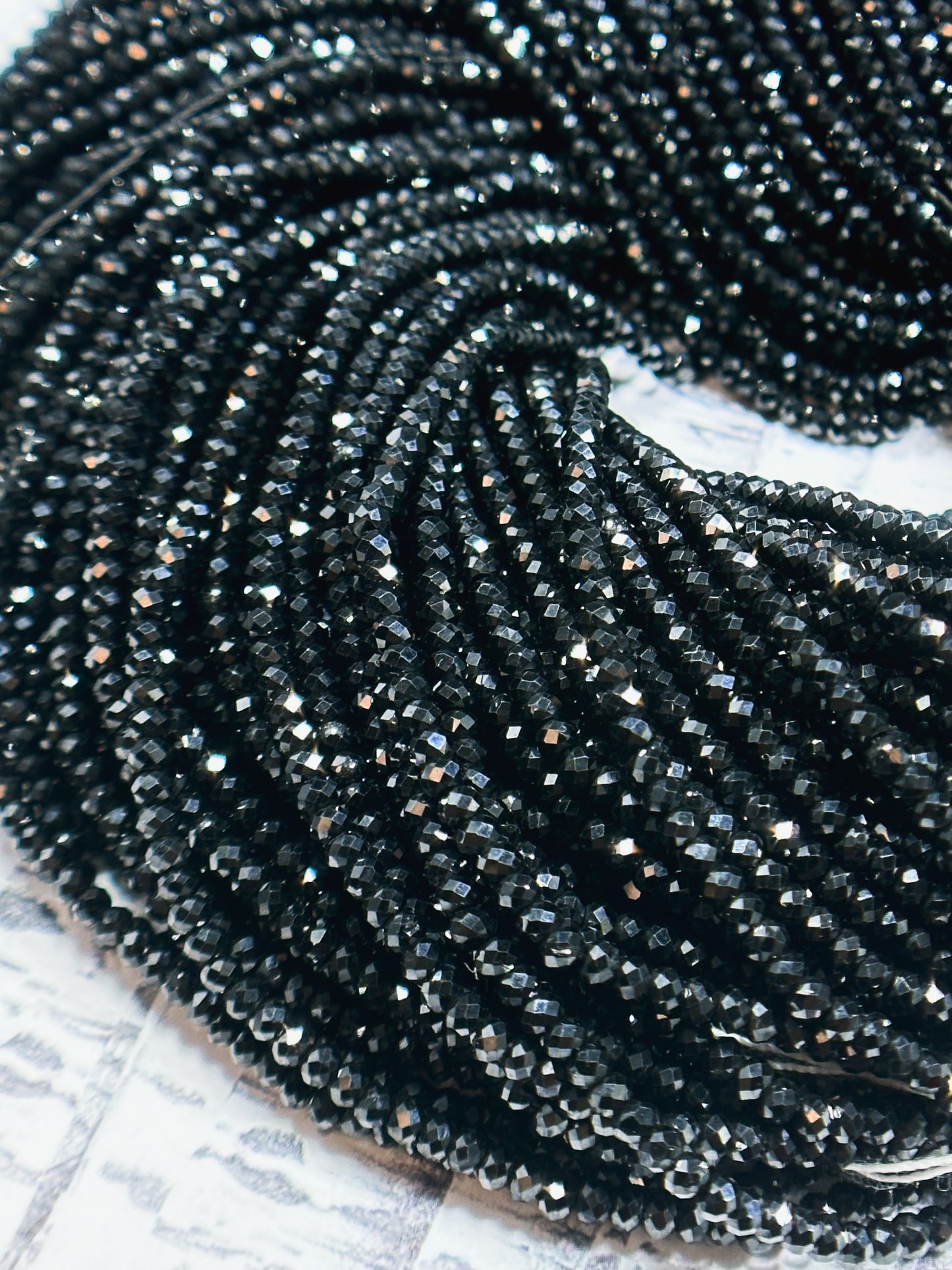 Natural Black Spinel Gemstone Bead Faceted 2x3mm Rondelle Shape Bead, Beautiful Natural Black Color Spinel Beads, Great Quality 15.5" Strand