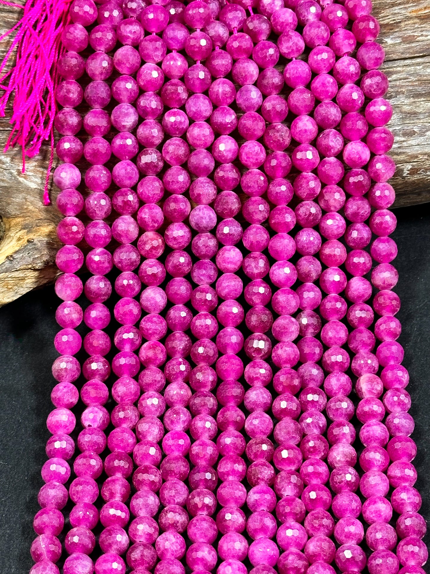 NATURAL Ruby Quartz Gemstone Bead Faceted 6mm 8mm 10mm Round Bead, Beautiful Pink Red Ruby Color Gemstone Bead Full Strand 15.5"