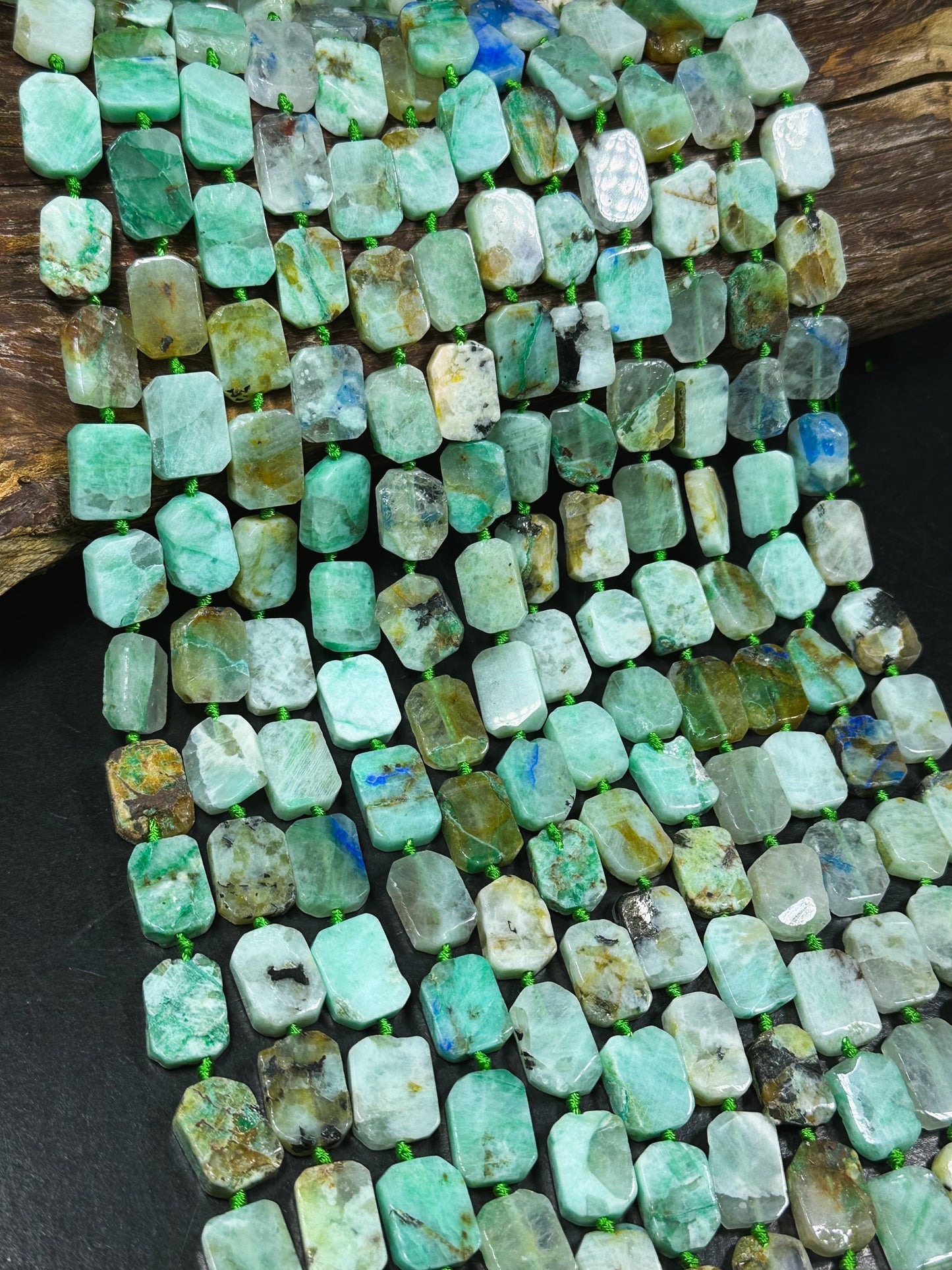 Natural Chrysocolla Gemstone Bead 15x10mm Tablet Shape, Gorgeous Natural Green Blue Color Chrysocolla Bead, Great Quality Full Strand 15.5"