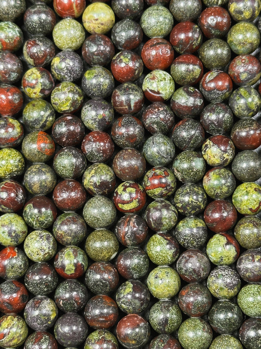 NATURAL Dragon Bloodstone Gemstone Bead 4mm 6mm 8mm 10mm Round Beads, Beautiful Red Green Color Bloodstone Gemstone Beads Full Strand 15.5"