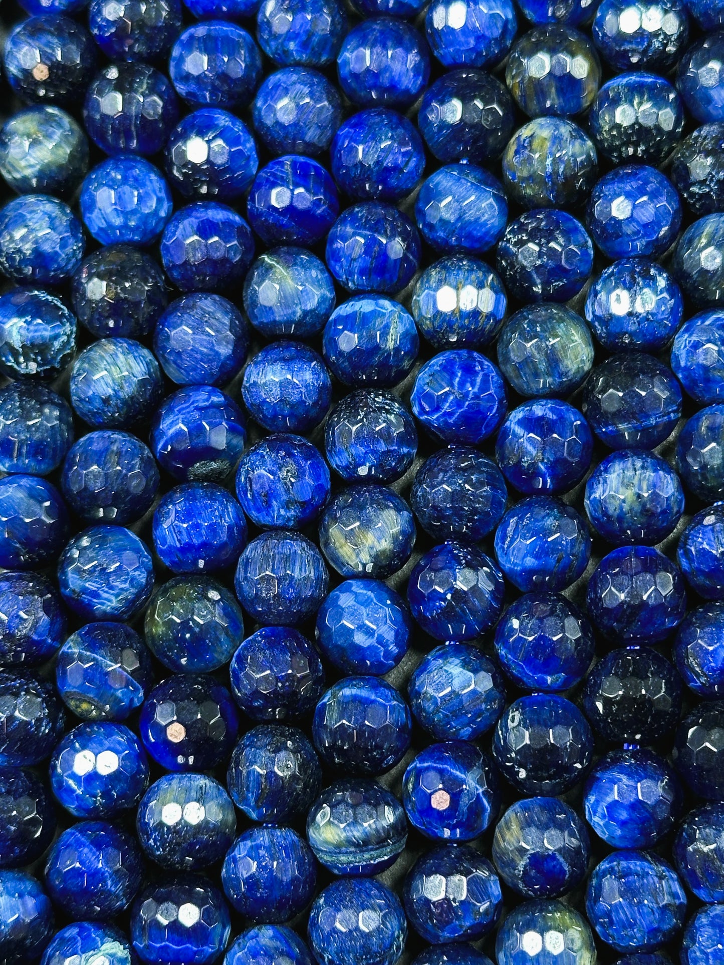 Natural Blue Tiger Eye Gemstone Bead Faceted 8mm 10mm Round Beads, Beautiful Royal Blue Color Tiger Eye Gemstone, Great Quality 15.5" Strand