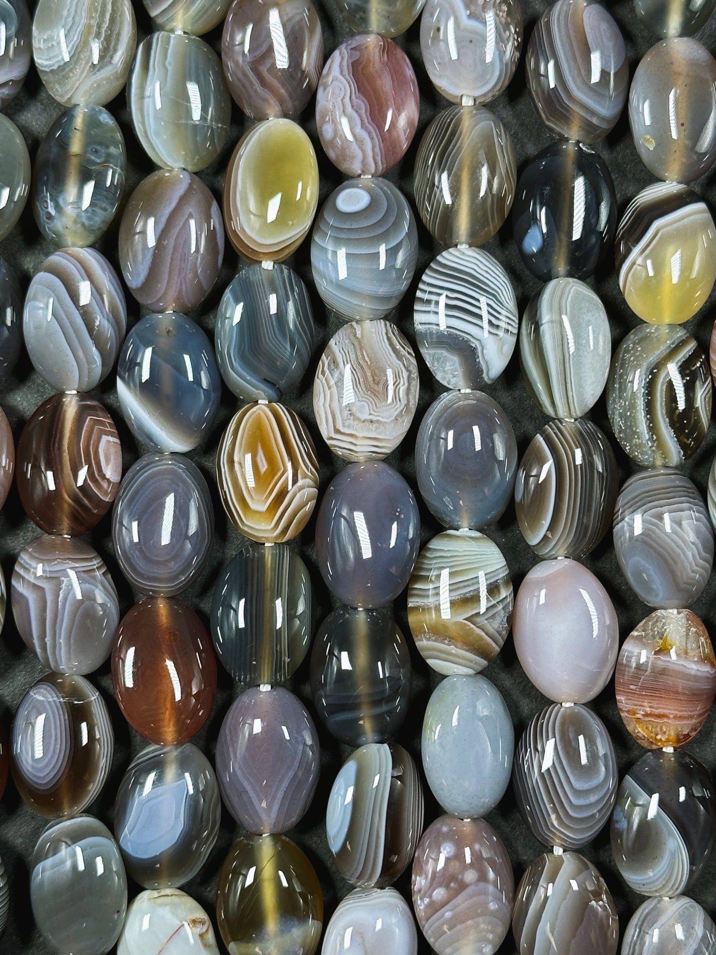 AAA Natural Botswana Agate Gemstone Bead 10x14mm Oval Shape, Beautiful Natural Gray Brown Color Agate, Excellent Quality Full Strand 15.5"