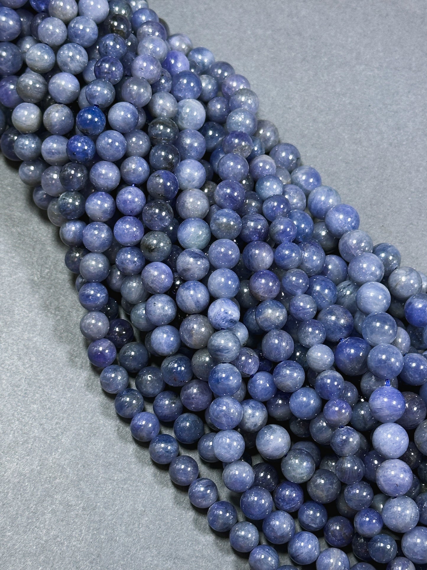 AA Natural Tanzanite Gemstone Bead 6mm 7mm 8mm 9mm Round Bead, 100% Natural Purple Blue Color Excellent High Quality Tanzanite Bead 15.5"
