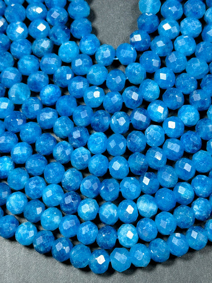 NATURAL Blue Apatite Gemstone Bead Faceted 6x5mm 8x6mm Rondelle Shape, Beautiful Blue Color Apatite Gemstone Bead, Great Quality Apatite 15.5"