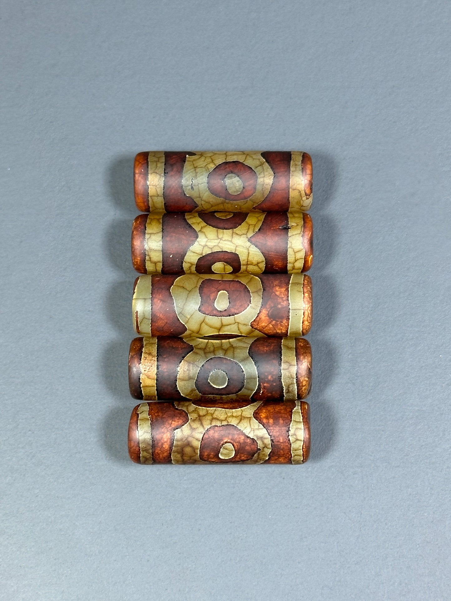 NATURAL Hand Painted Tibetan Agate Stone Bead 30x10mm Tube Shape Bead, Beautiful Brown Color Hand Painted Tibetan LOOSE Beads