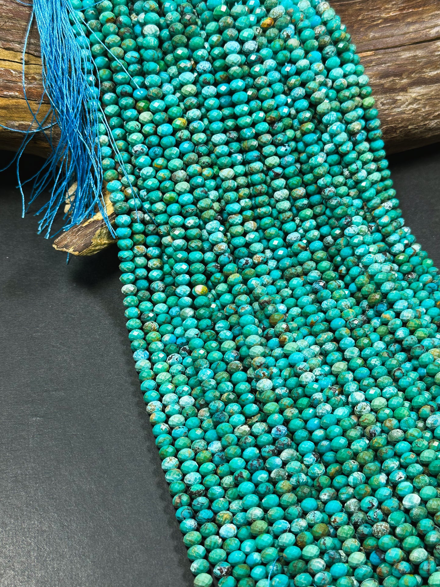 Natural Turquoise Gemstone Bead Faceted 6x4mm Rondelle Beads, Beautiful Natural Blue Green Turquoise Gemstone Beads Excellent Quality 15.5"