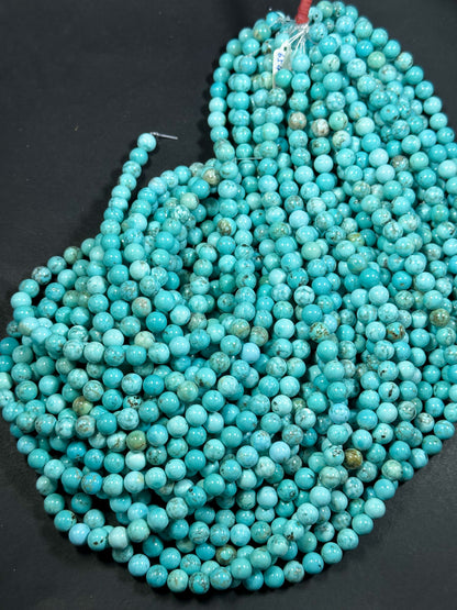 Natural Turquoise Gemstone Bead 6mm 8mm Round Bead, Beautiful Blue Color Turquoise Gemstone Beads, Great Quality Full Strand 15.5"