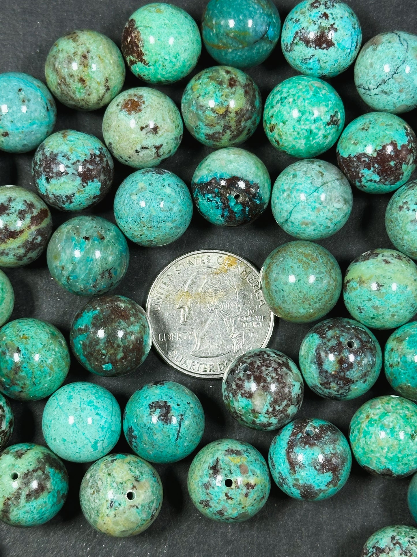 AAA Natural Turquoise Gemstone Beads 14-15mm Round Beads, Beautiful Natural Blue Green Color Turquoise Gemstone Beads, LOOSE BEADS (1pc)