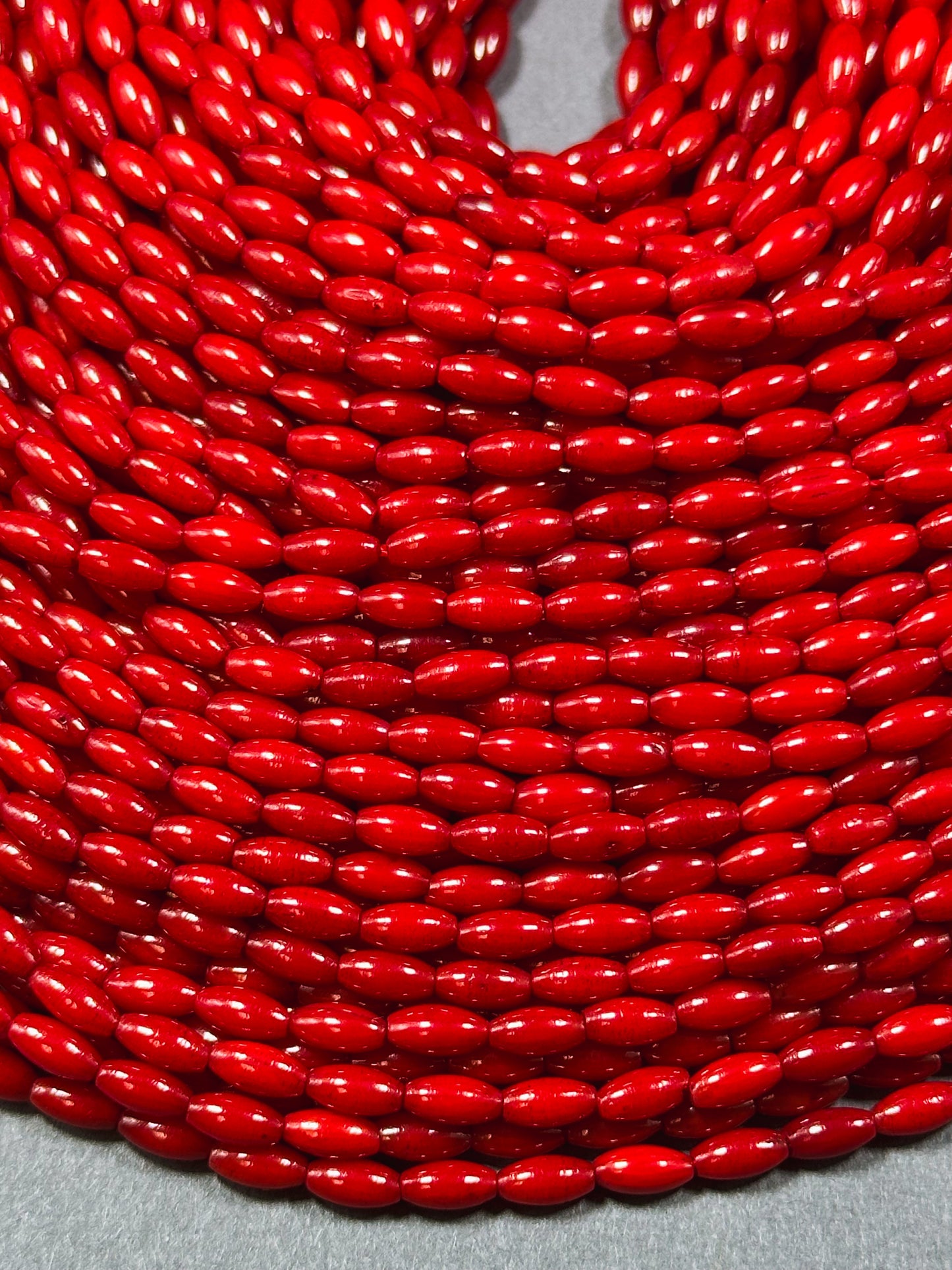 Natural Bamboo Coral Gemstone Bead 6x3mm Rice Shape Bead, Beautiful Natural Red Color Bamboo Coral Beads, Great Quality Full Strand 15.5"