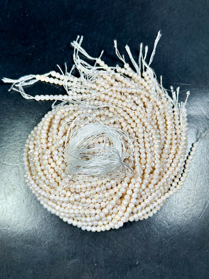 Beautiful Mystic Chinese Crystal Glass Bead Faceted 5.5mm Round Bead, Gorgeous Iridescent White Ivory Color Crystal Bead Great Quality Glass